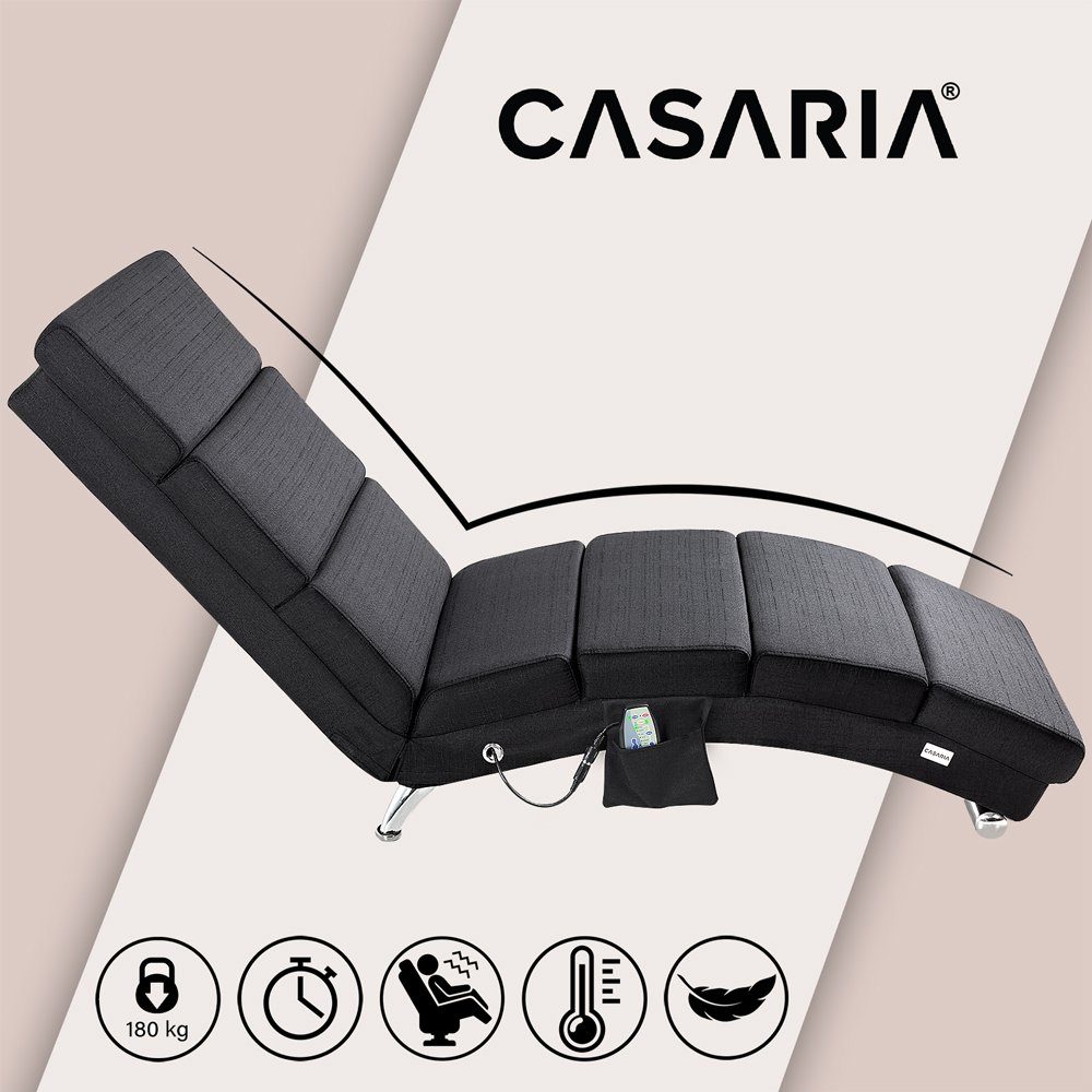 Casaria Relaxliege London Massage, 1 Teile, Massage Heizfunktion 186x89x55cm Stoff Gepolstert 180kg Belastbarkeit – Bild 5 von 5