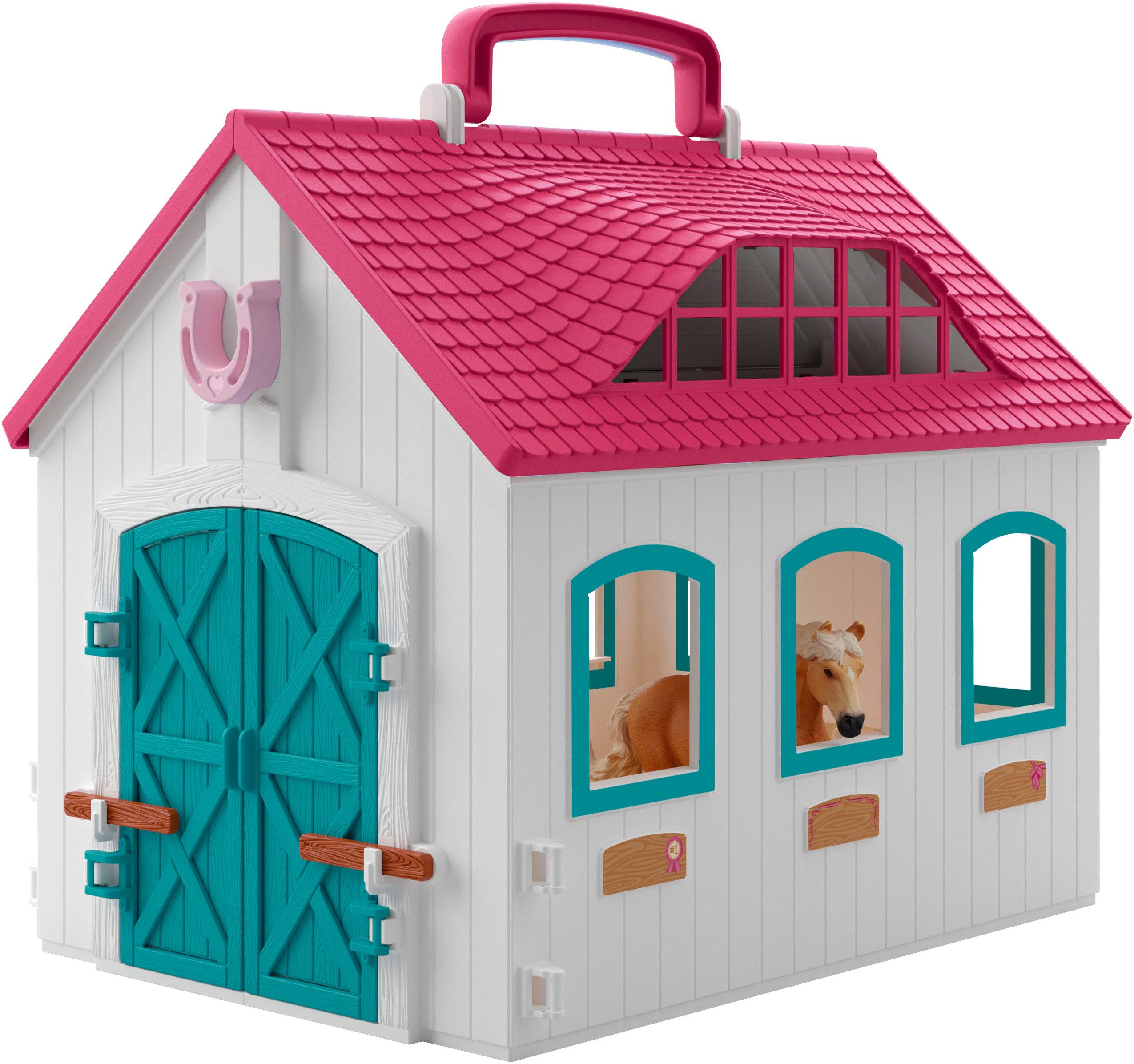 Schleich® Spielwelt HORSE CLUB, Offenstall -Kleines Hufeisen (42703), Made in Europe