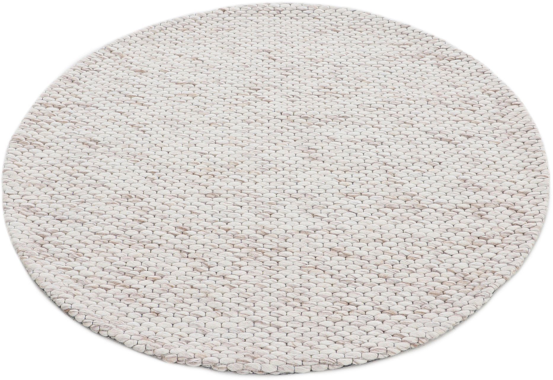carpetfine Wollteppich Sina, rund, Höhe: 14 mm, grobe Struktur, Zeitloses Design, reine Wolle, Wohnzimmer