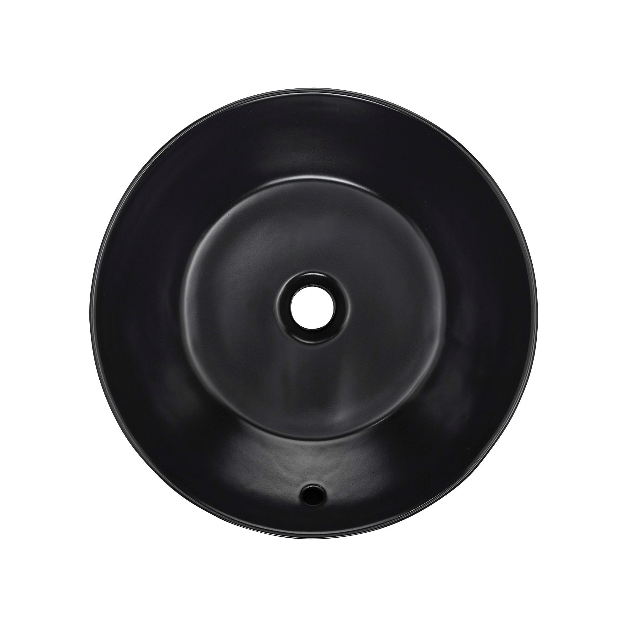 SCHÖNER WOHNEN-Kollektion Aufsatzwaschbecken BECO rund 38x13 cm, Keramik Schwarz mit Überlauf