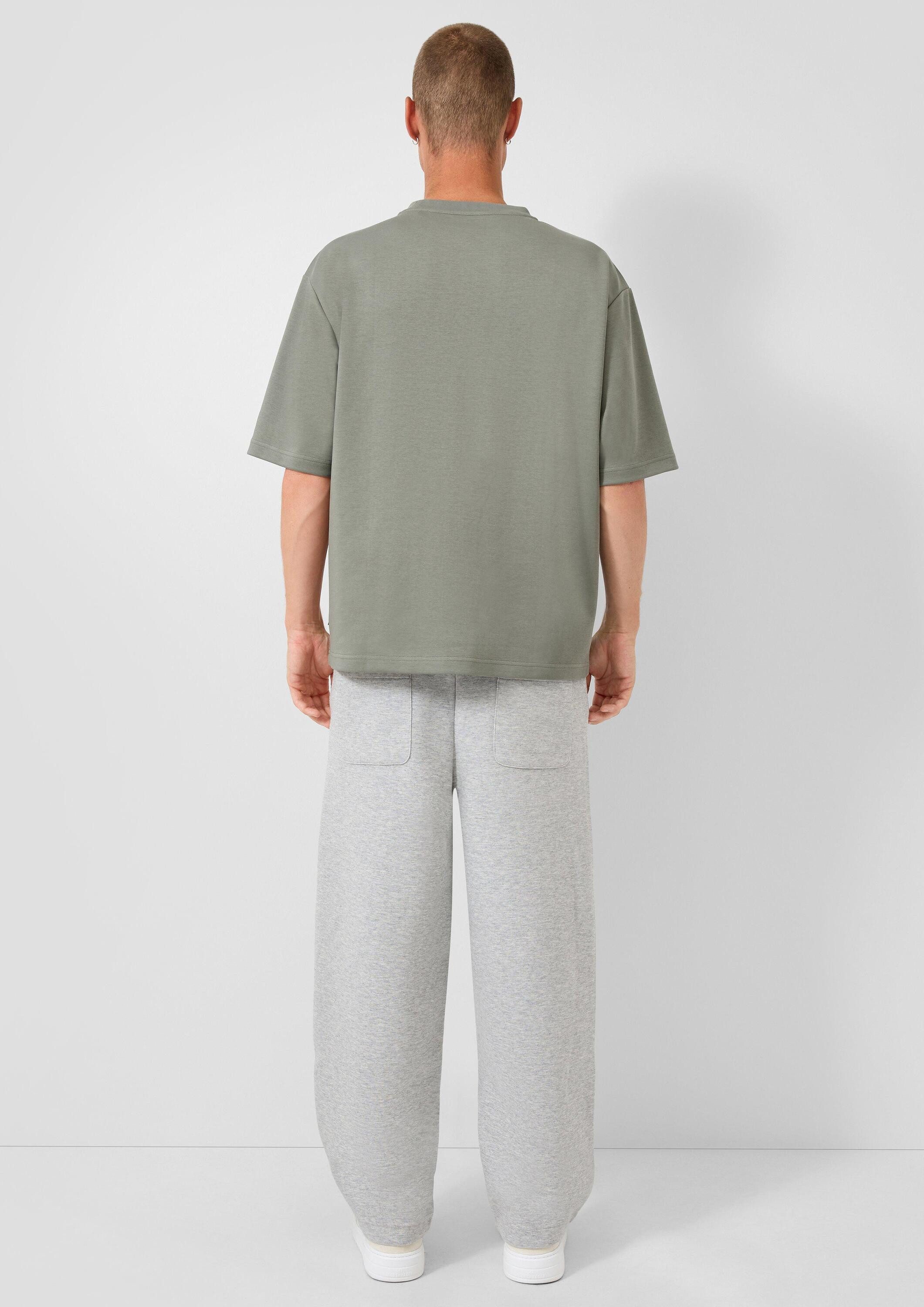 QS Kurzarmshirt T-Shirt Loose Fit T-Shirt mit Logostickerei
