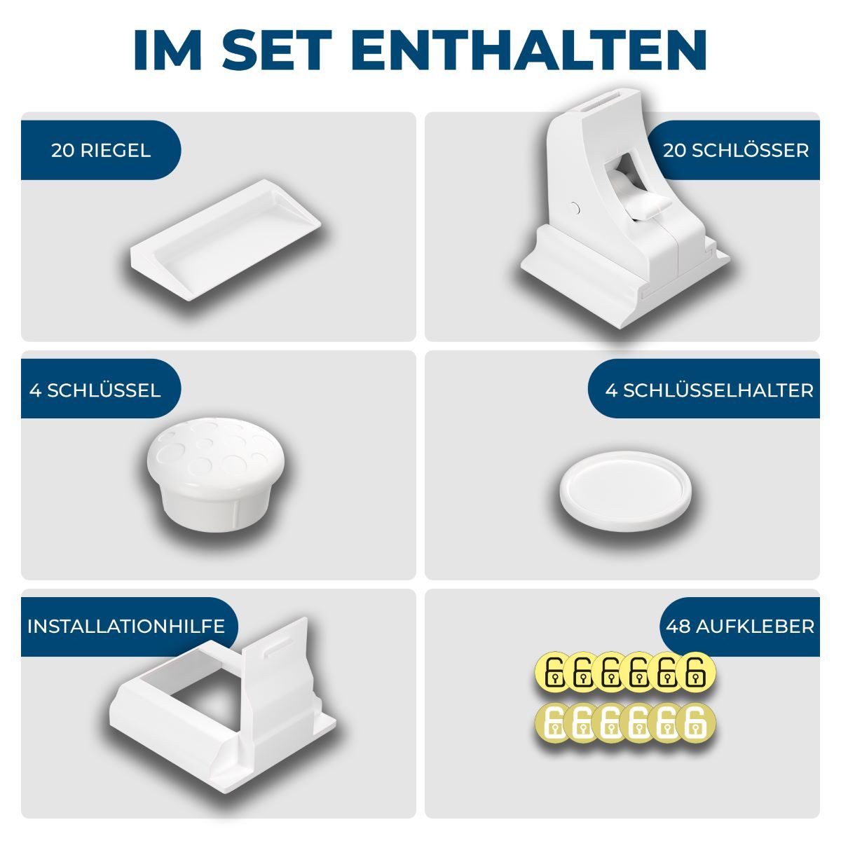 Hoffenbach Kindersicherung Magnetische Kindersicherung ohne Bohren mit 20 Schlösser+4 Schlüssel – Bild 5 von 5