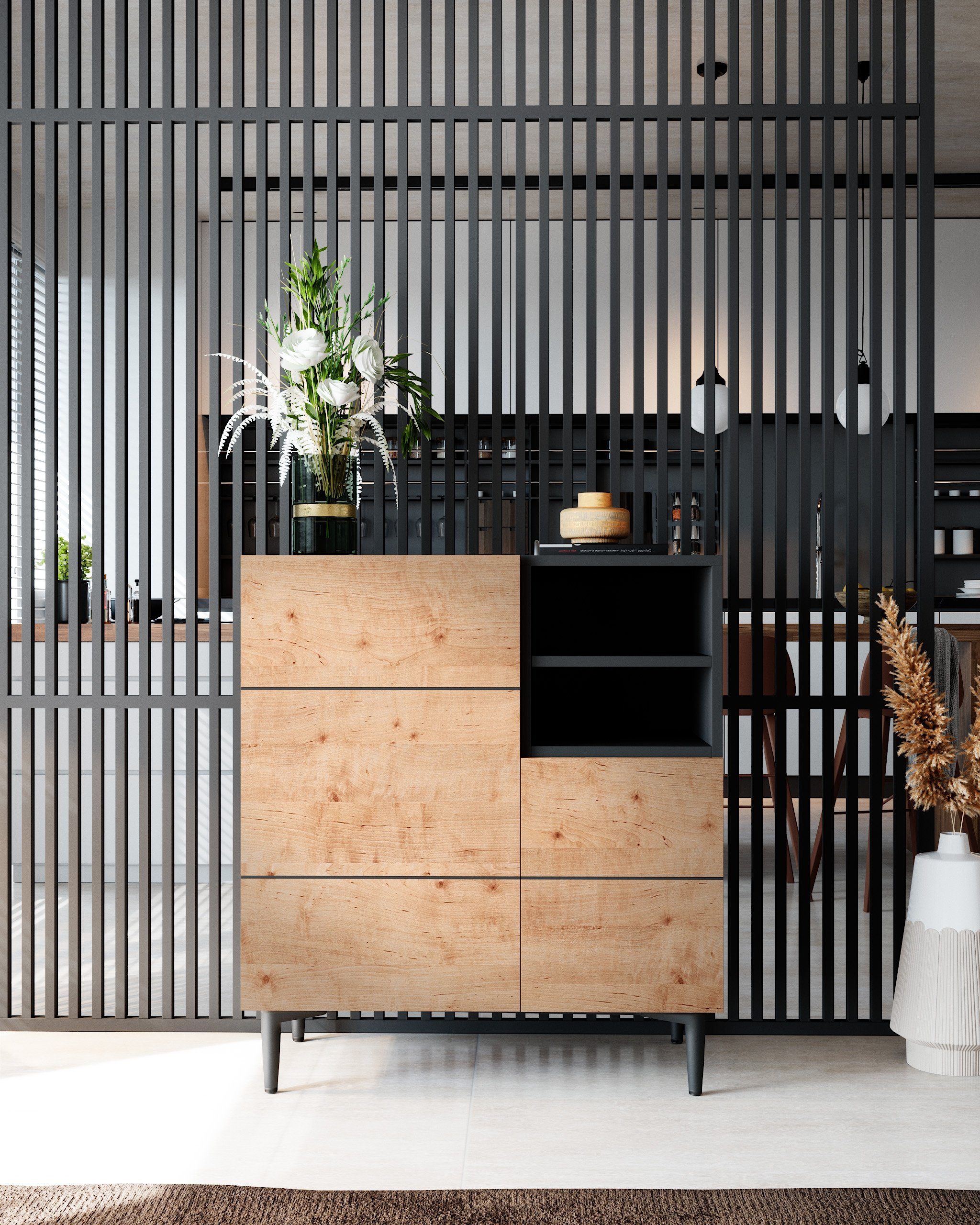 Newroom Sideboard Nizza, Wildeiche Sideboard Vintage Industrial Highboard Anrichte Wohnzimmer