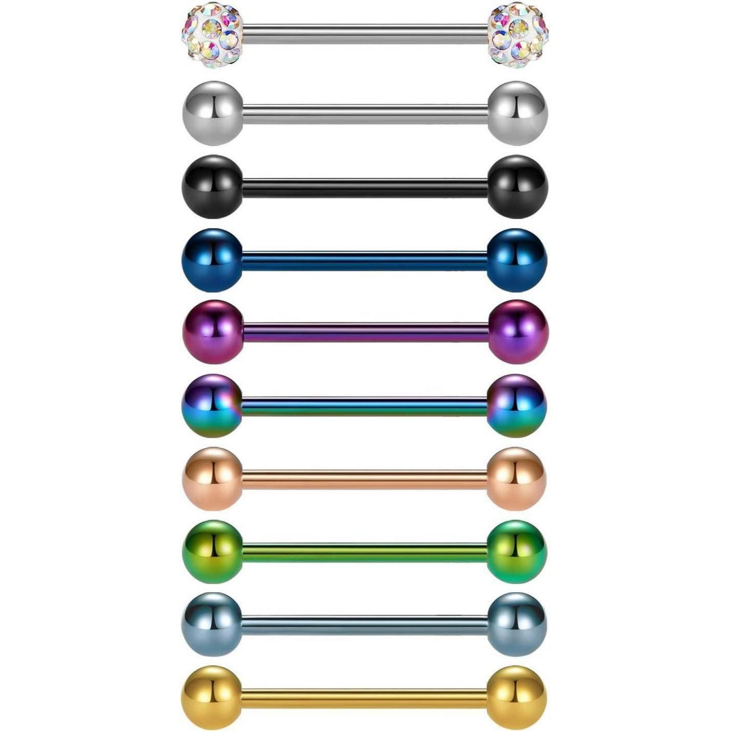 Briana Williams Brustwarzenpiercing Zungenpiercing Nippelpiercing Brustwarzenpiercing 10er Set 14G 18mm