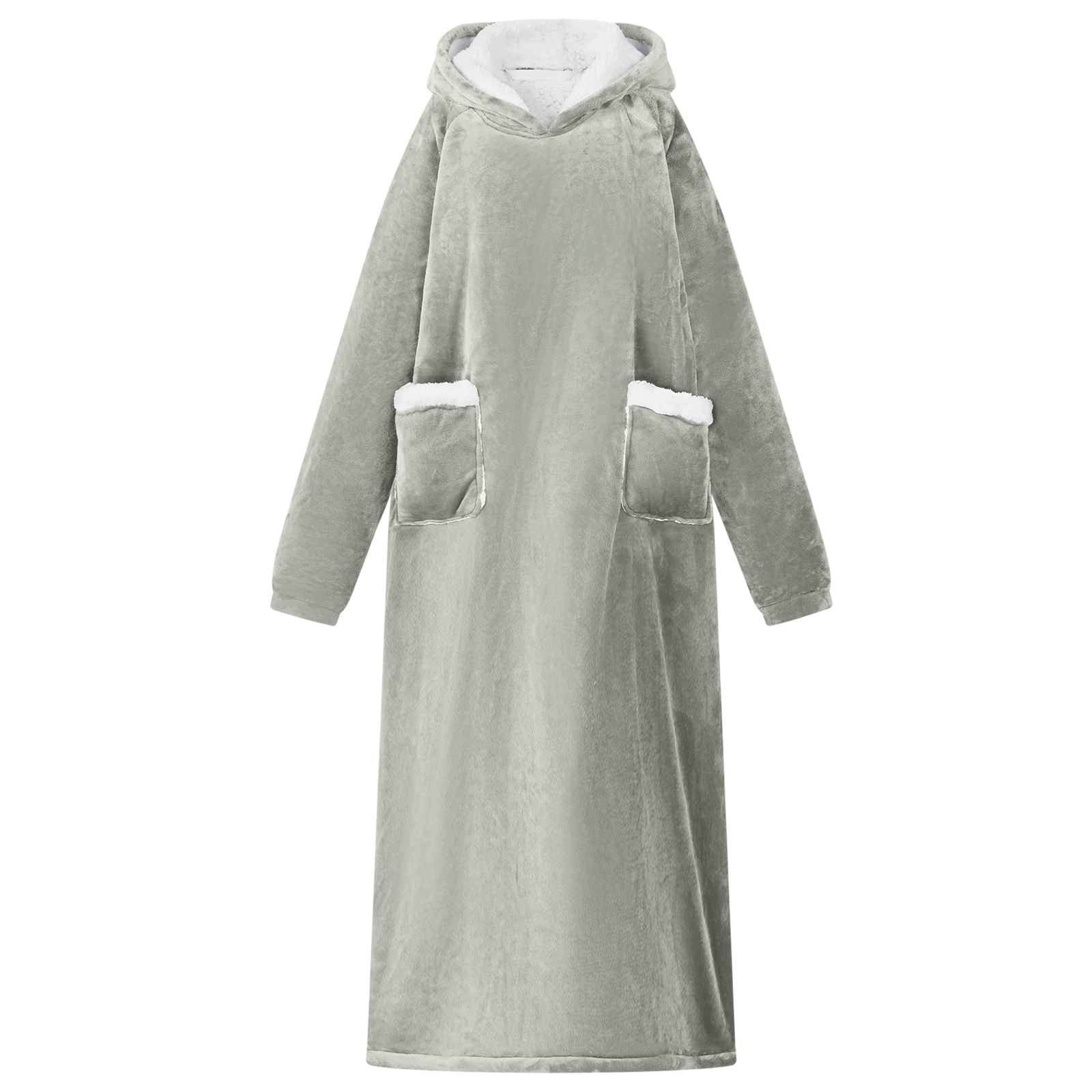 vidaXL Unisex-Bademantel Decken-Hoodie Grau L Fleece und Flanell, Vlies