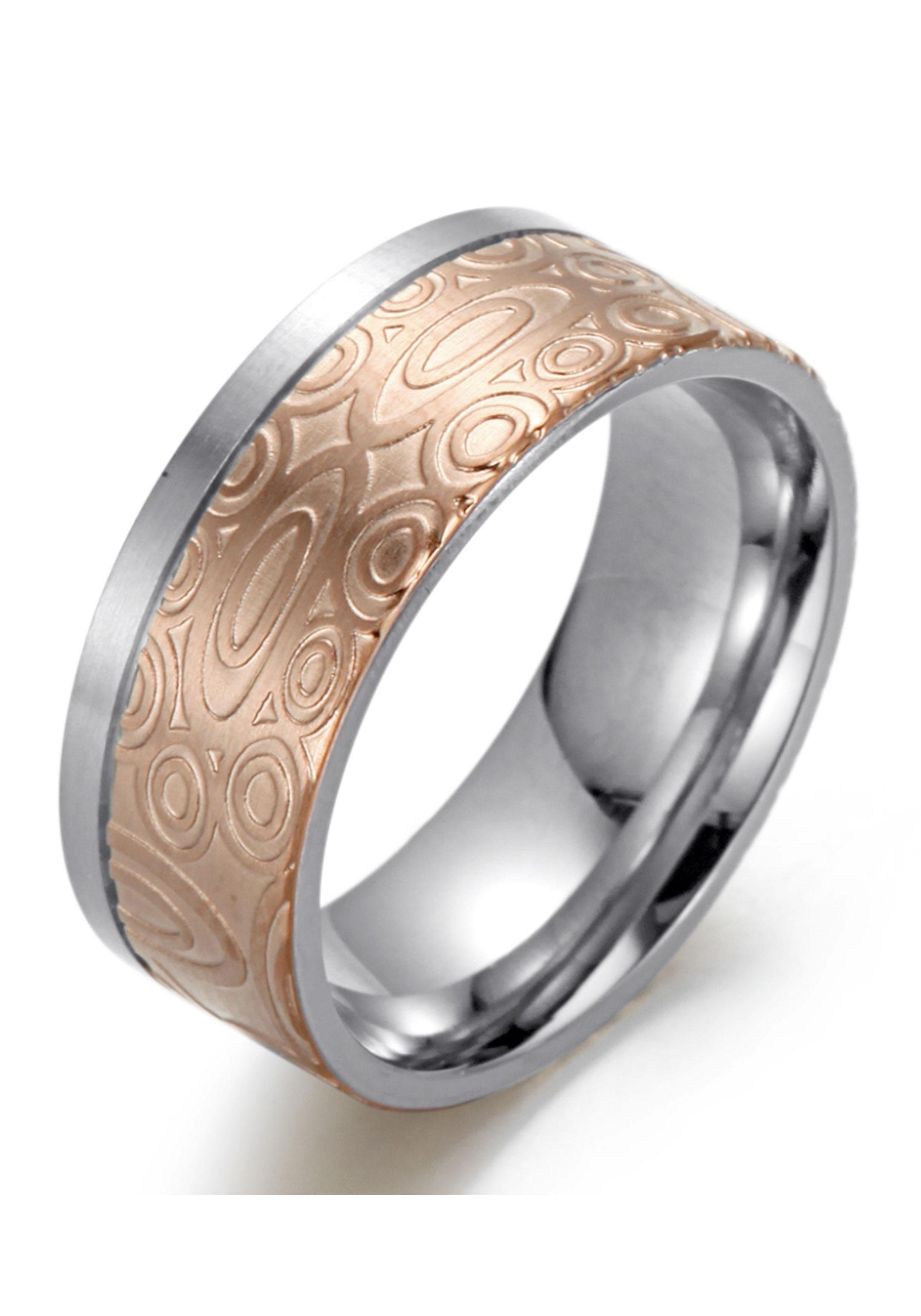 Firetti Trauring Schmuck Geschenk "LIEBE" bicolor, ca. 6,0mm breit, ca. 8,0mm breit, wahlweise mit oder ohne Zirkonia (synth)