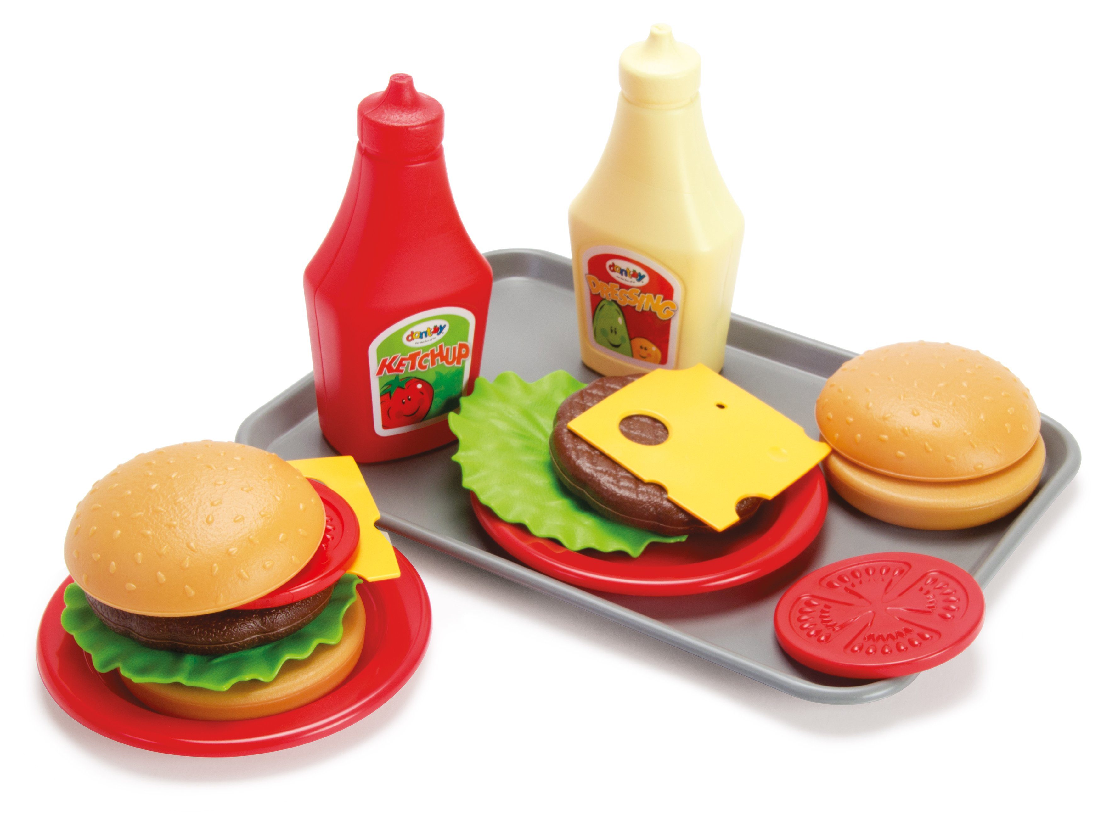 dantoy Spielgeschirr Kinder Spielzeug Burger-Set Burgerset auf Tablett, (Im günstig online kaufen