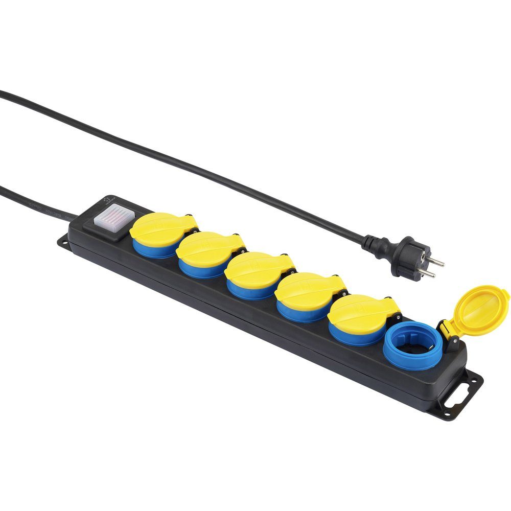 Renkforce Renkforce 650D-CMB Steckdosenleiste mit Schalter 6fach Schwarz, Gelb, Steckdosenleiste (Kabellänge 5.00 m)