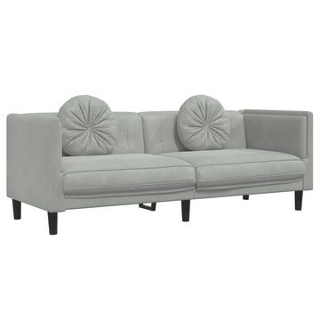 vidaXL Sofa Sofa mit Kissen 3-Sitzer Hellgrau Samt