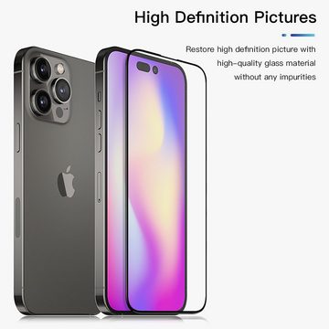 OLi 2X 10D mit Ränder Panzer glas für Iphone 14 Pro Max für für Apple Iphone 14 Pro Max, Displayschutzglas, Spar-SET, 2 Stück, Panzer glas für Apple Iphone 14 Pro Max