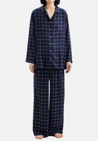 seidensticker Pyjama »Basic« (Set, 2 tlg) Pyjama - Hose mit elastischem Bund und seitlichen Taschen, Oberteil mit Knopfleiste und Reverskragen, Weicher Flanell und lockerer Schnitt