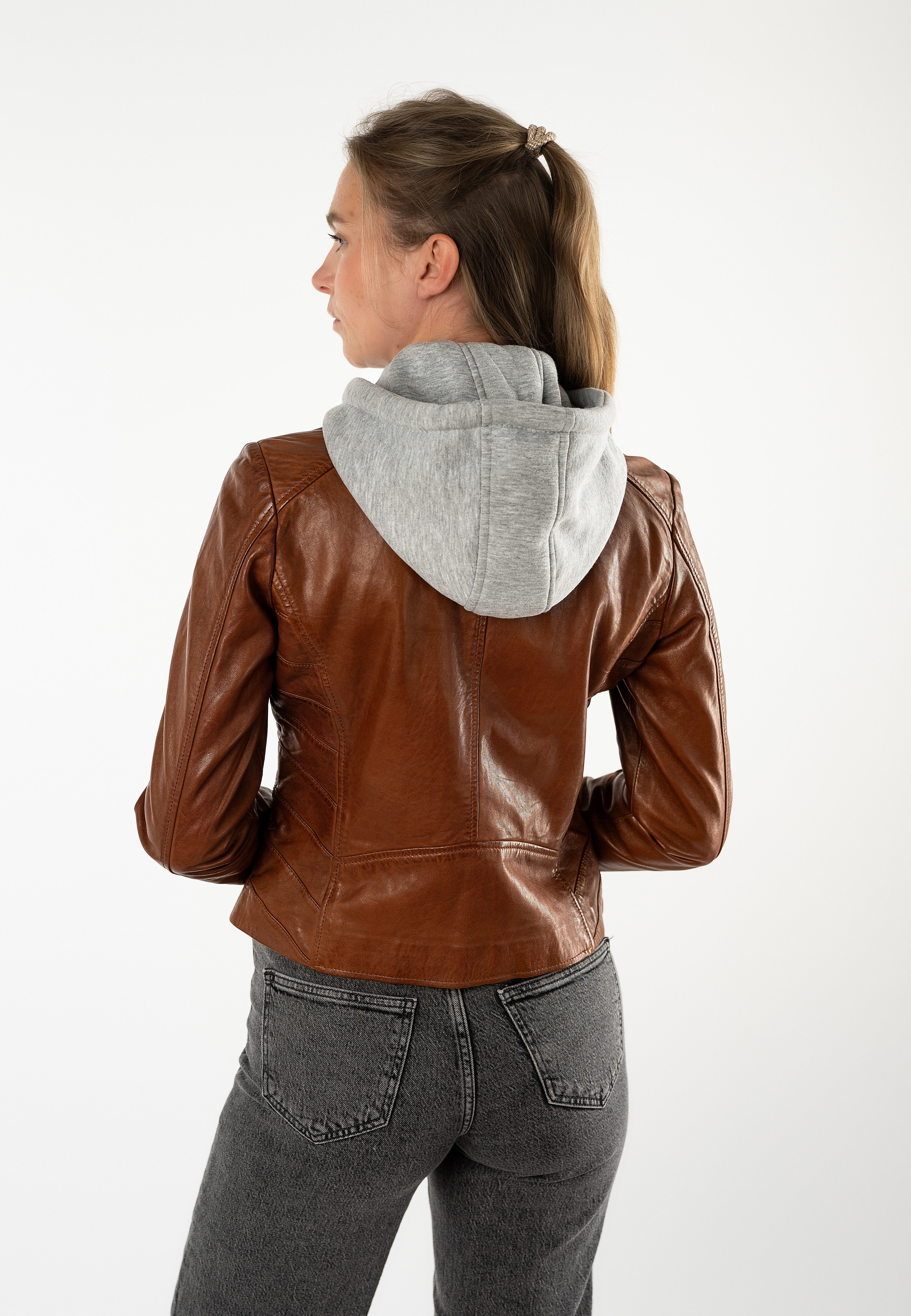 Mauritius Lederjacke MWAlva mit abnehmbarer Kapuze