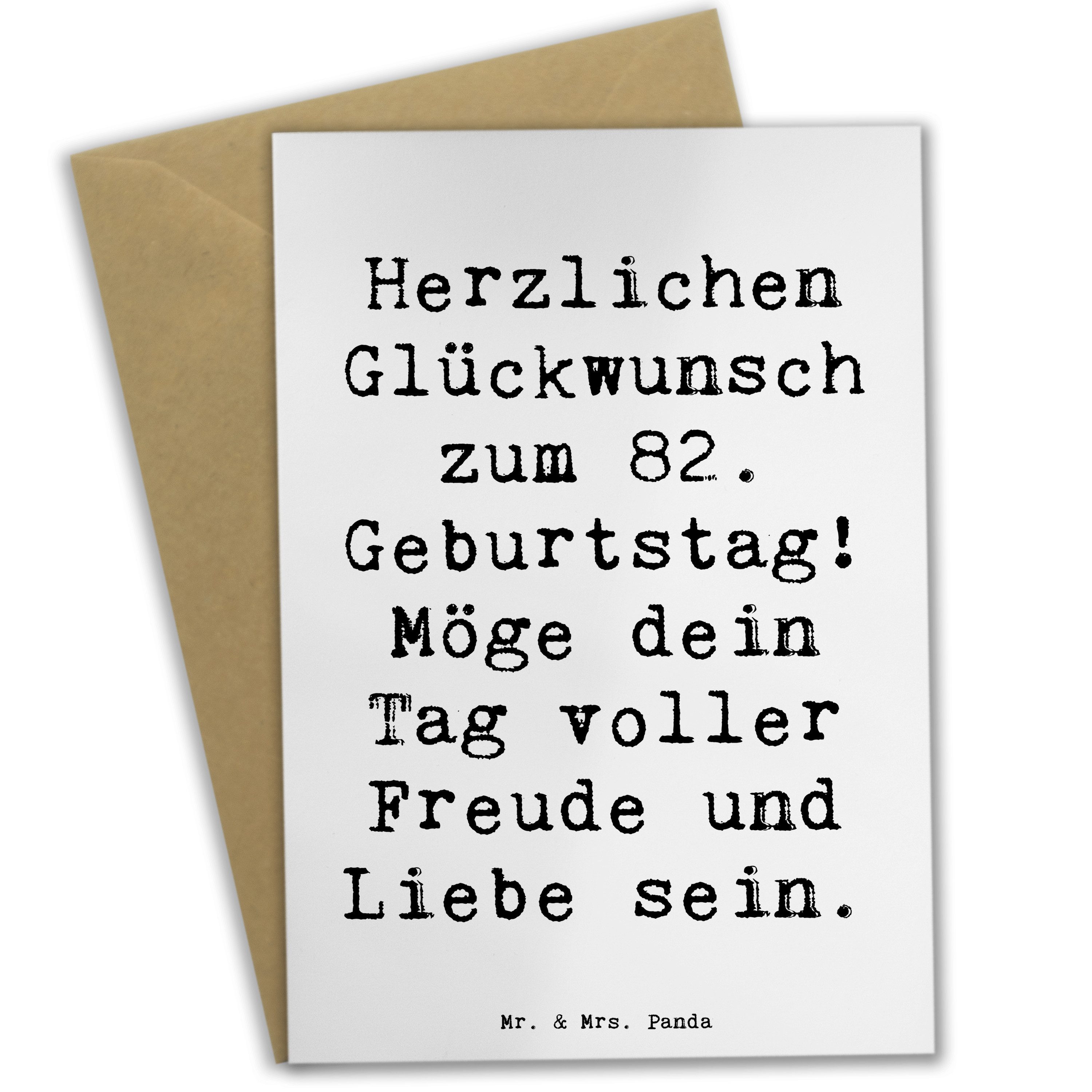 Mr. & Mrs. Panda Grußkarte Spruch 82. Geburtstag Weiß Geschenk