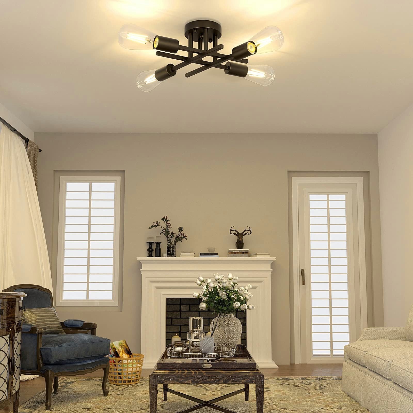 MUPOO Deckenleuchte LED Deckenleuchte,Moderner Kronleuchter,4/6 Flammige De günstig online kaufen