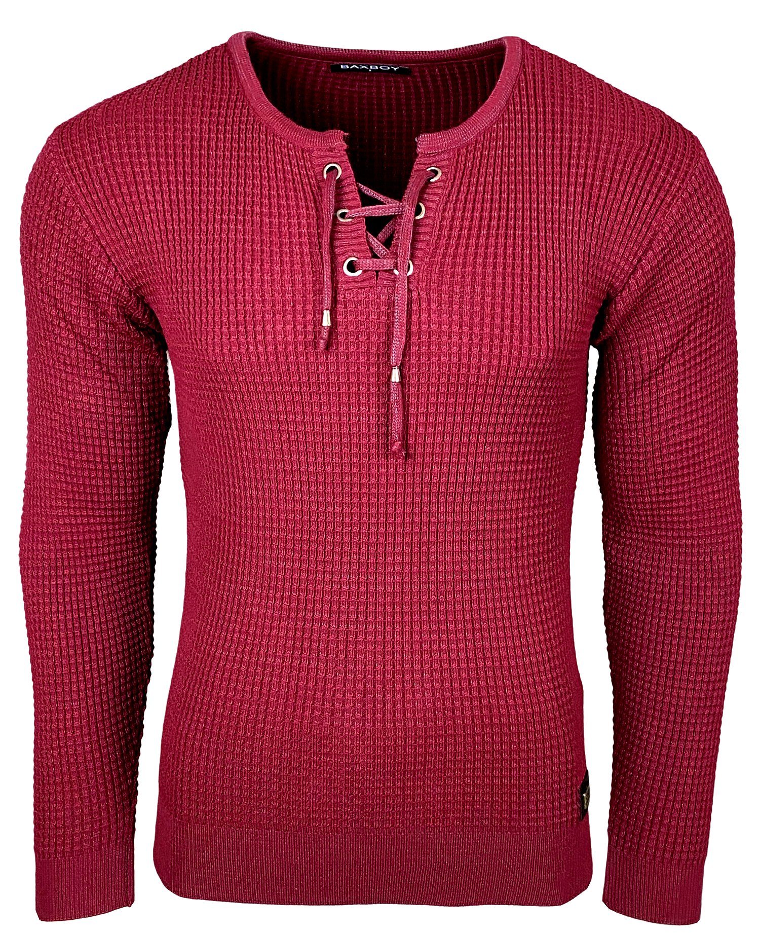 Baxboy Strickpullover Baxboy Herren Pullover Rundkragen Moderner Feinstrick Pulli B-52132