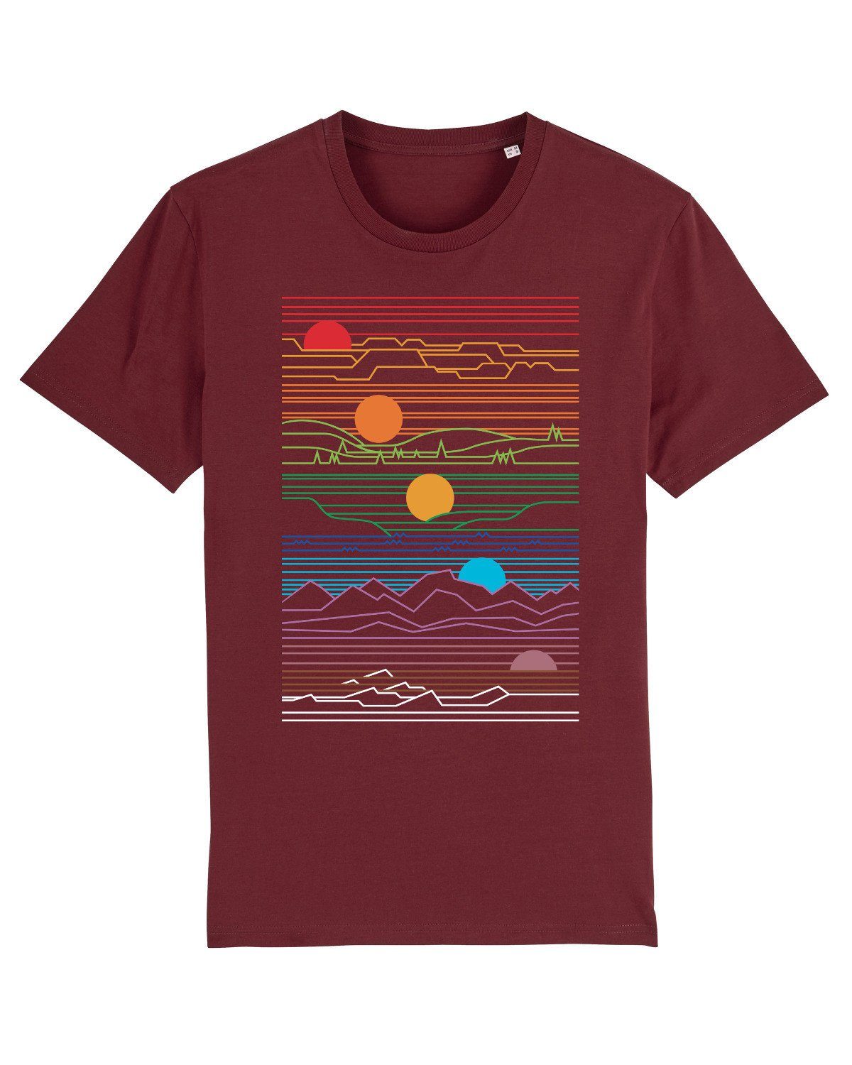 wat? Apparel Print-Shirt Sun And Moon (1-tlg) weinrot