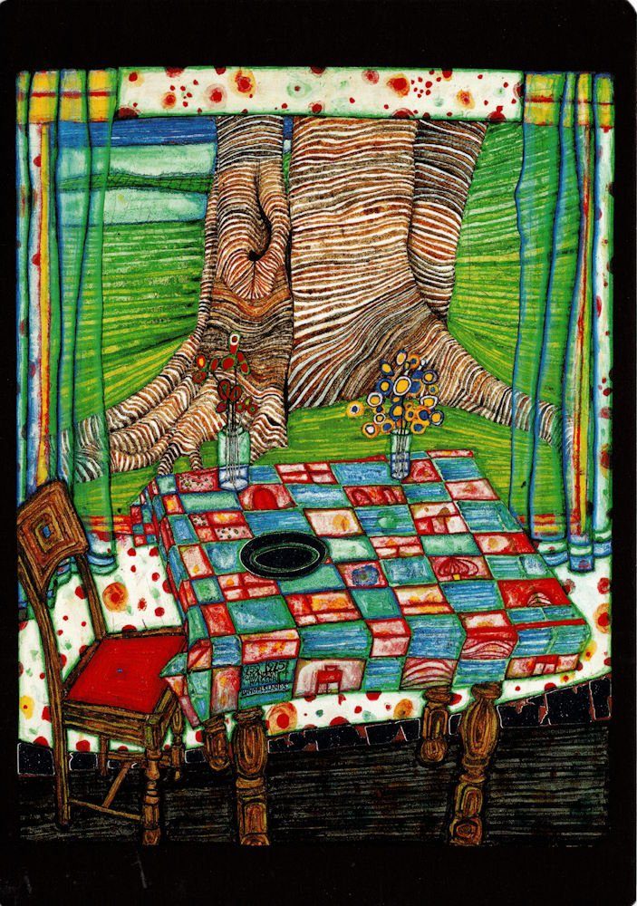 Postkarte Kunstkarte Hundertwasser "Insel der verlorenen Wünsche"