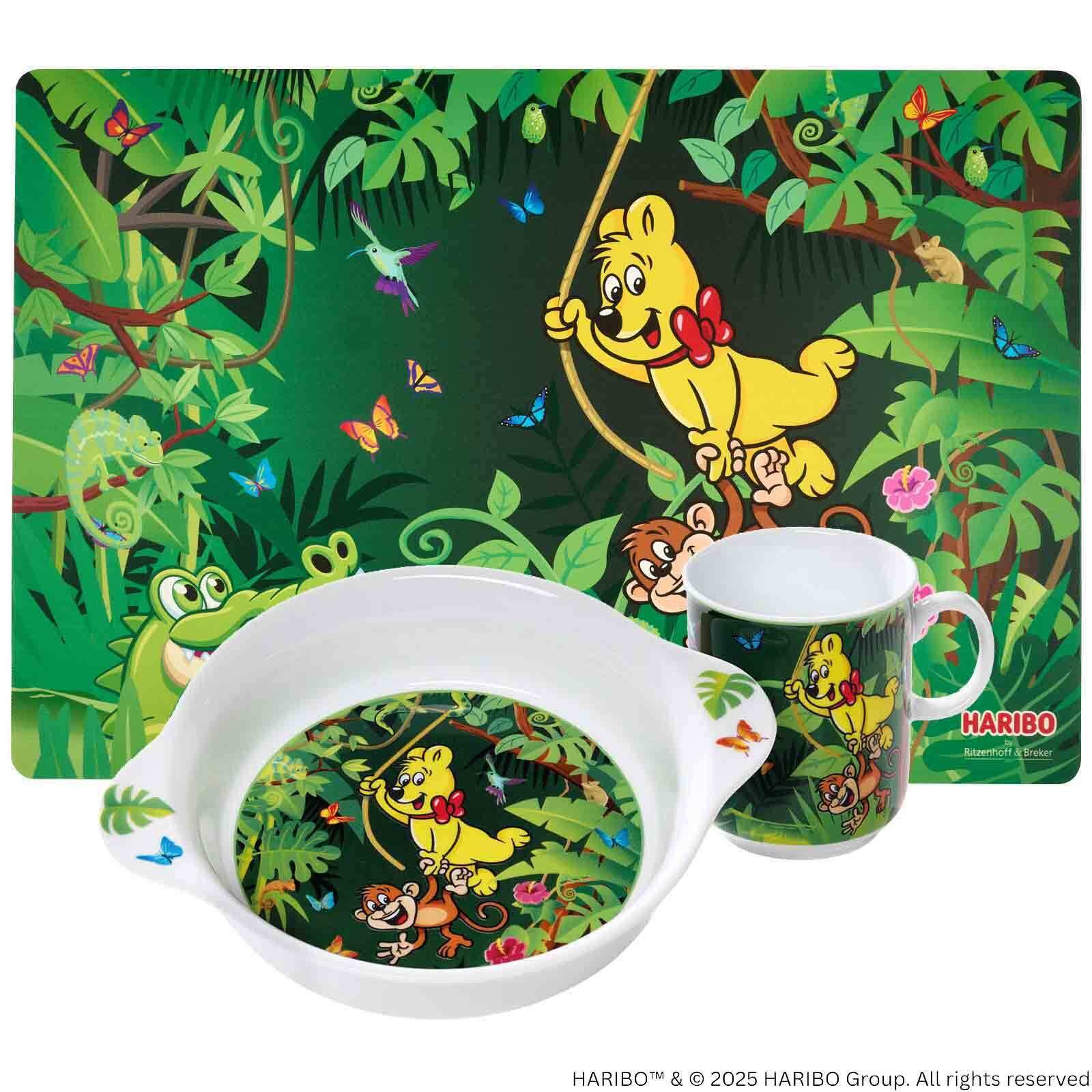 Ritzenhoff & Breker Kindergeschirr-Set Haribo Jungle Kindergeschirr-Set (3-tlg), 1 Personen, Kunststoff, Porzellan