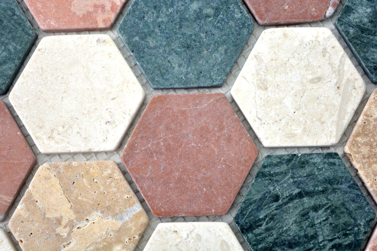 Mosani Mosaikfliesen Marmormosaik Mosaik rot / creme Matten matt grün beige 10 mix