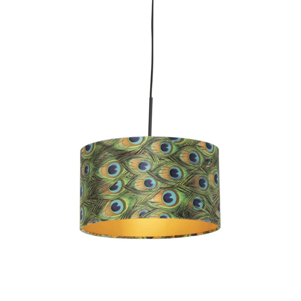 Qazqa Pendelleuchte Combi, ohne Leuchtmittel, Warmweiß, QAZQA Hängeleuchte, e27, Bunt, Textil, classic-antique