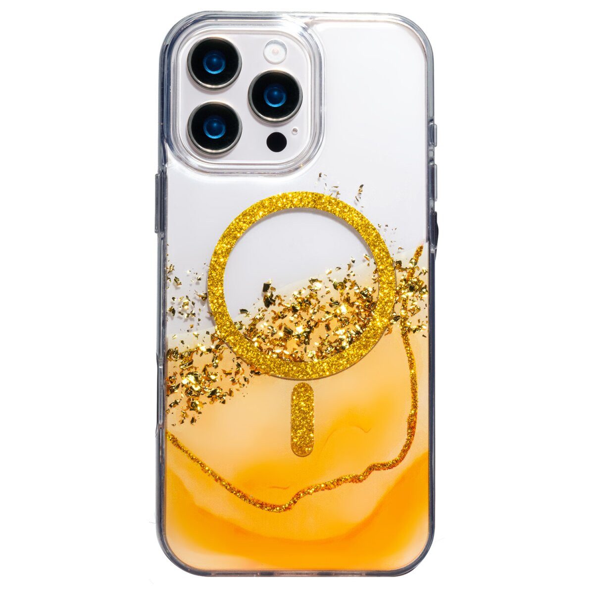 COFI 1453 Handyhülle Epoxy Mag kompatibel mit Apple iPhone 17 Pro Orange mit Magnetring 6,3, Glänzende Epoxyschicht mit 3D Tiefeneffekt