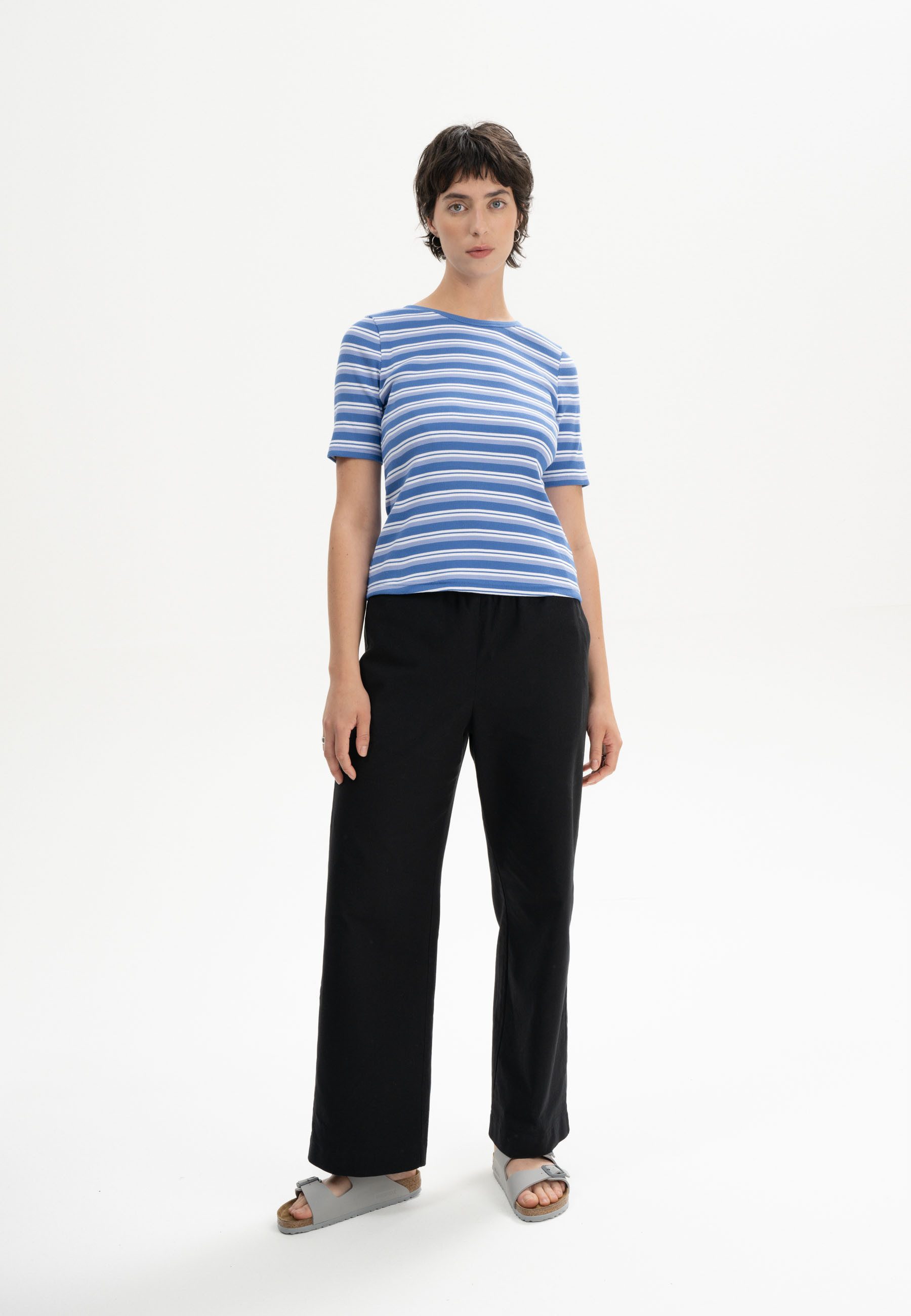 MELA Kurzarmshirt Ripp T-Shirt Style JASLEEN Kurze Ärmel