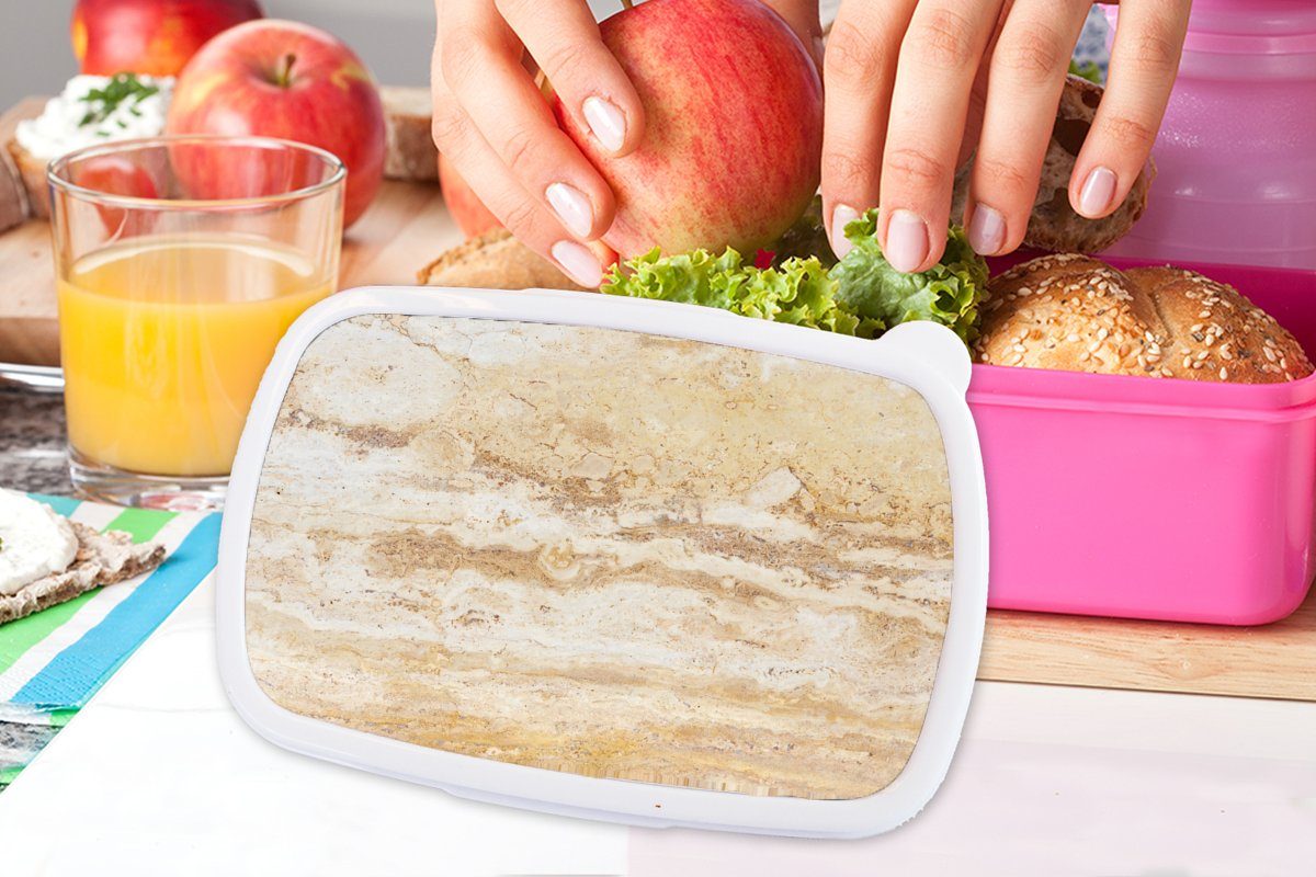 Kunststoff, für Kinder, Mädchen, Marmor MuchoWow Brotdose Kunststoff rosa Sand Snackbox, - Brotbox Lunchbox Erwachsene, (2-tlg), - Textur,