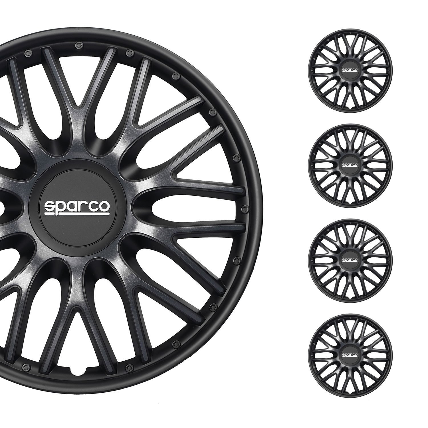 OMAC Radkappen Sparco 14 Zoll Roma Silber Grau 4tlg, (4-St) Einfache Installation, Haltbar