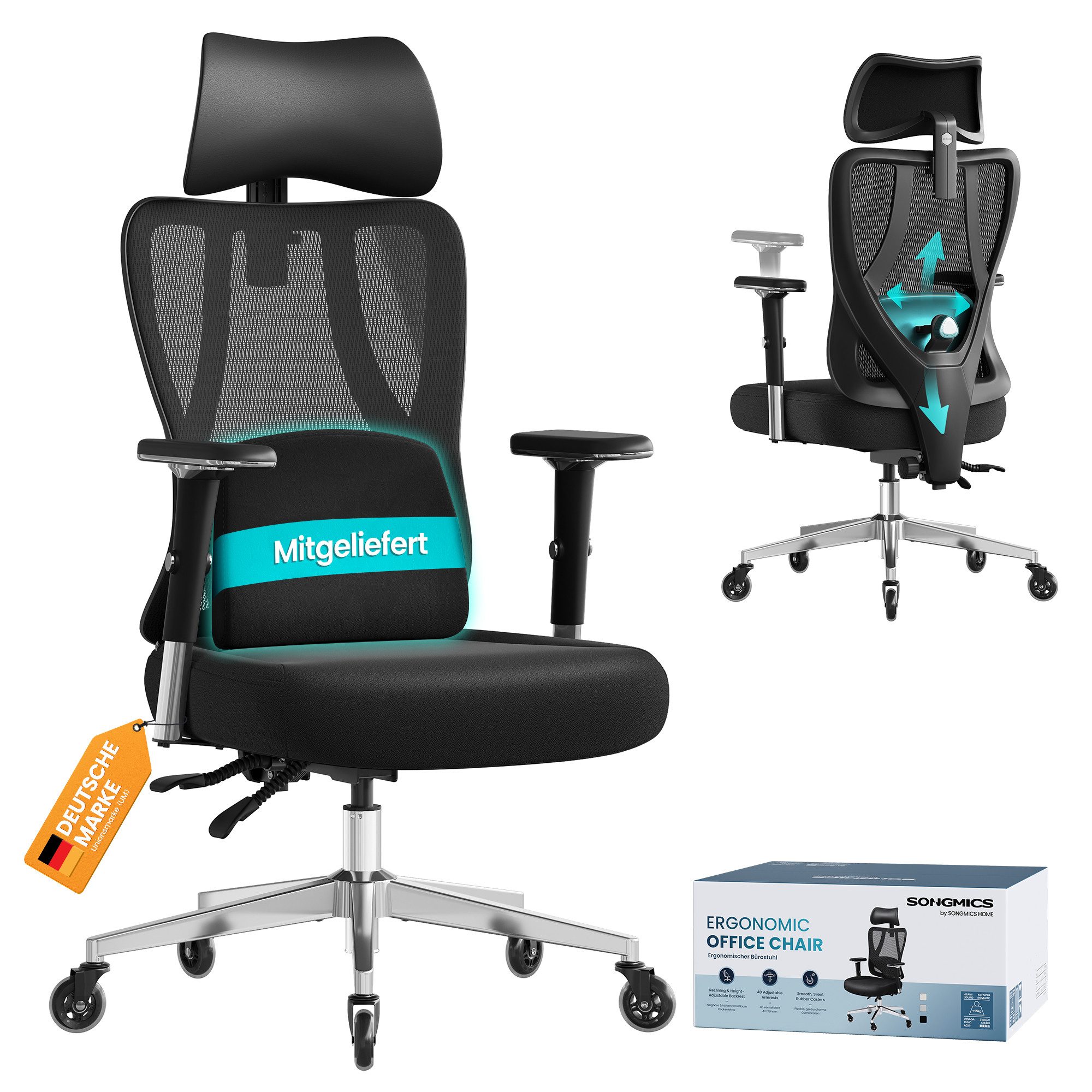 SONGMICS Bürostuhl, Schreibtischstuhl, Drehstuhl, höhenverstellbar günstig online kaufen