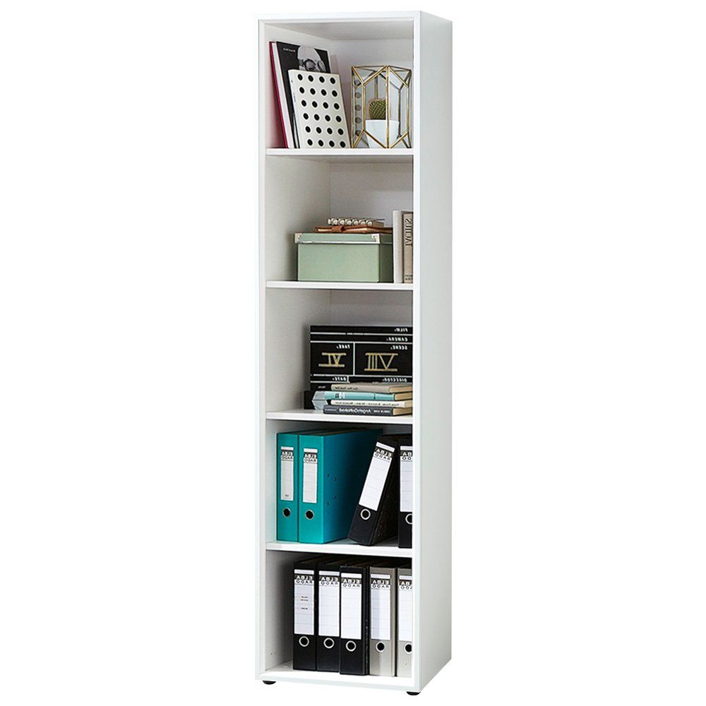 Lomadox Bücherregal MONTERO-01, Büro in weiß mit Glasauflage BxHxT ca. 50x196x37cm