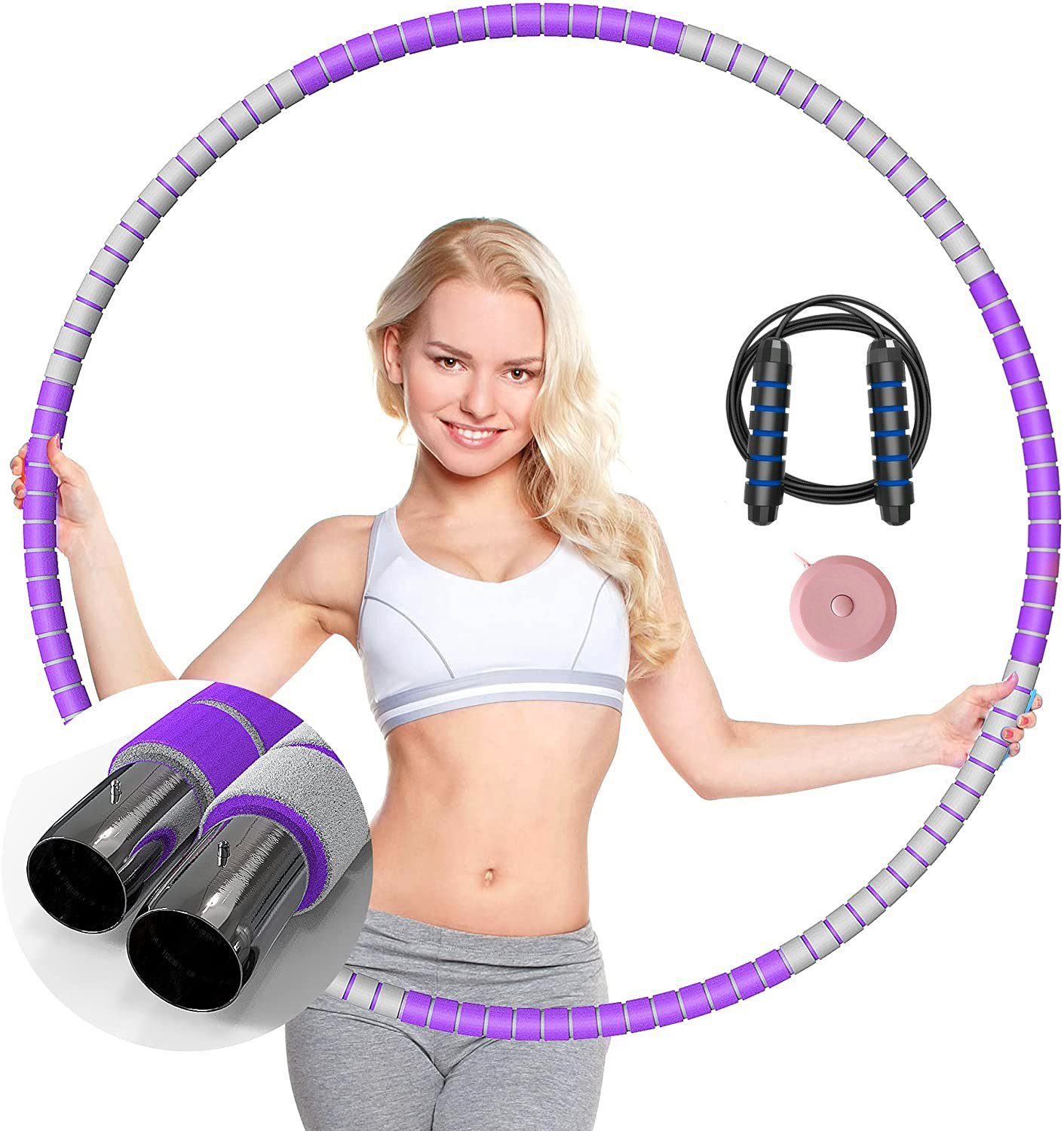Hula Hoop Reifen Fitness Ring Bauchtrainer Training Massage Schaumstoff 8 Teile 