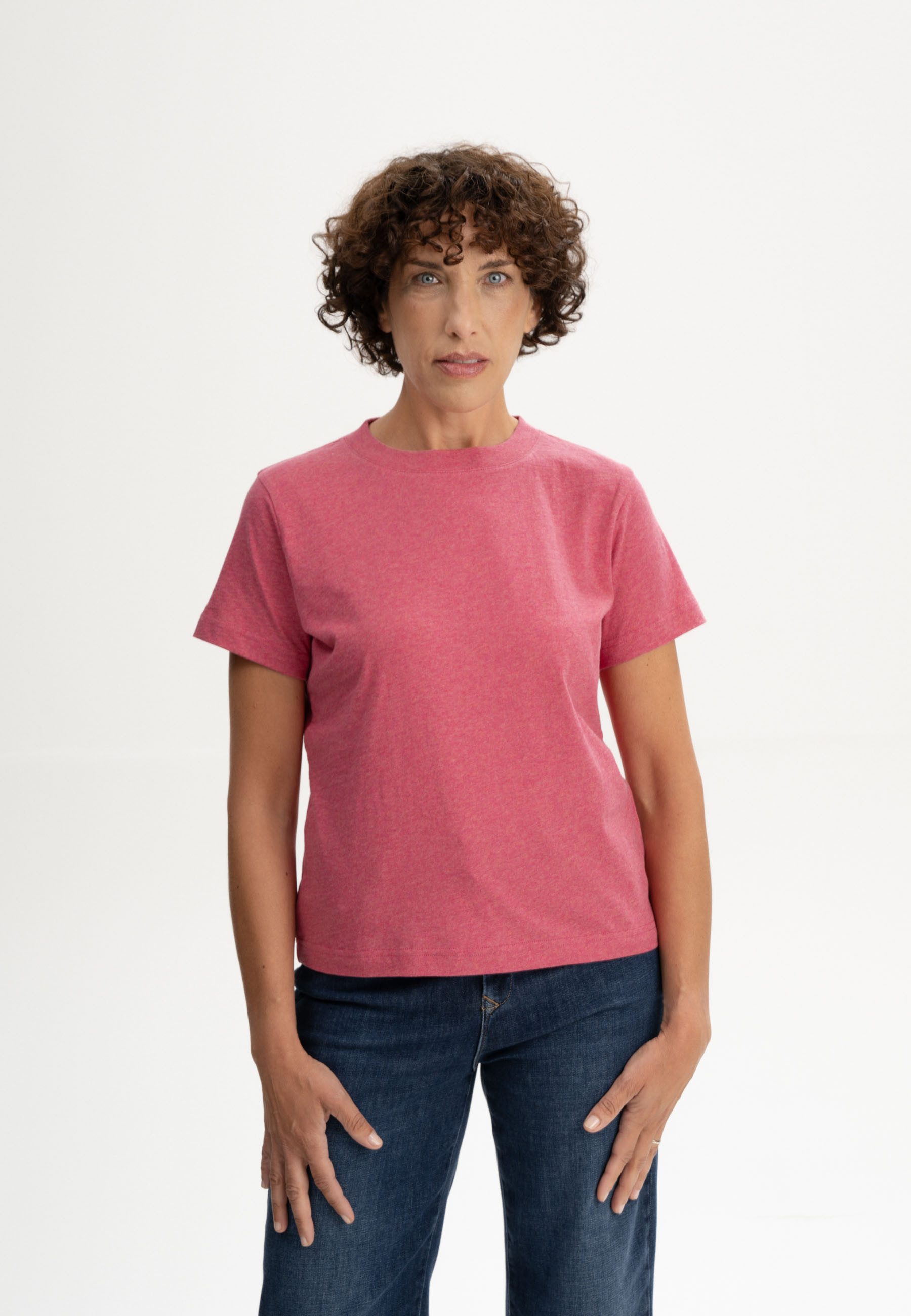 MELA Kurzarmshirt T-Shirt Style KHIRA Fein gerippter Kragen