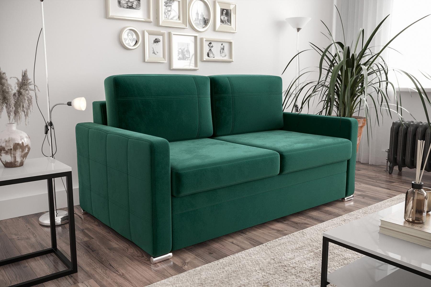 JVmoebel Sofa Designer 2-Sitzer Sofa Luxus Couch Polster Zweisitzer Couchen, Made in Europe Grün | Grün | Grün