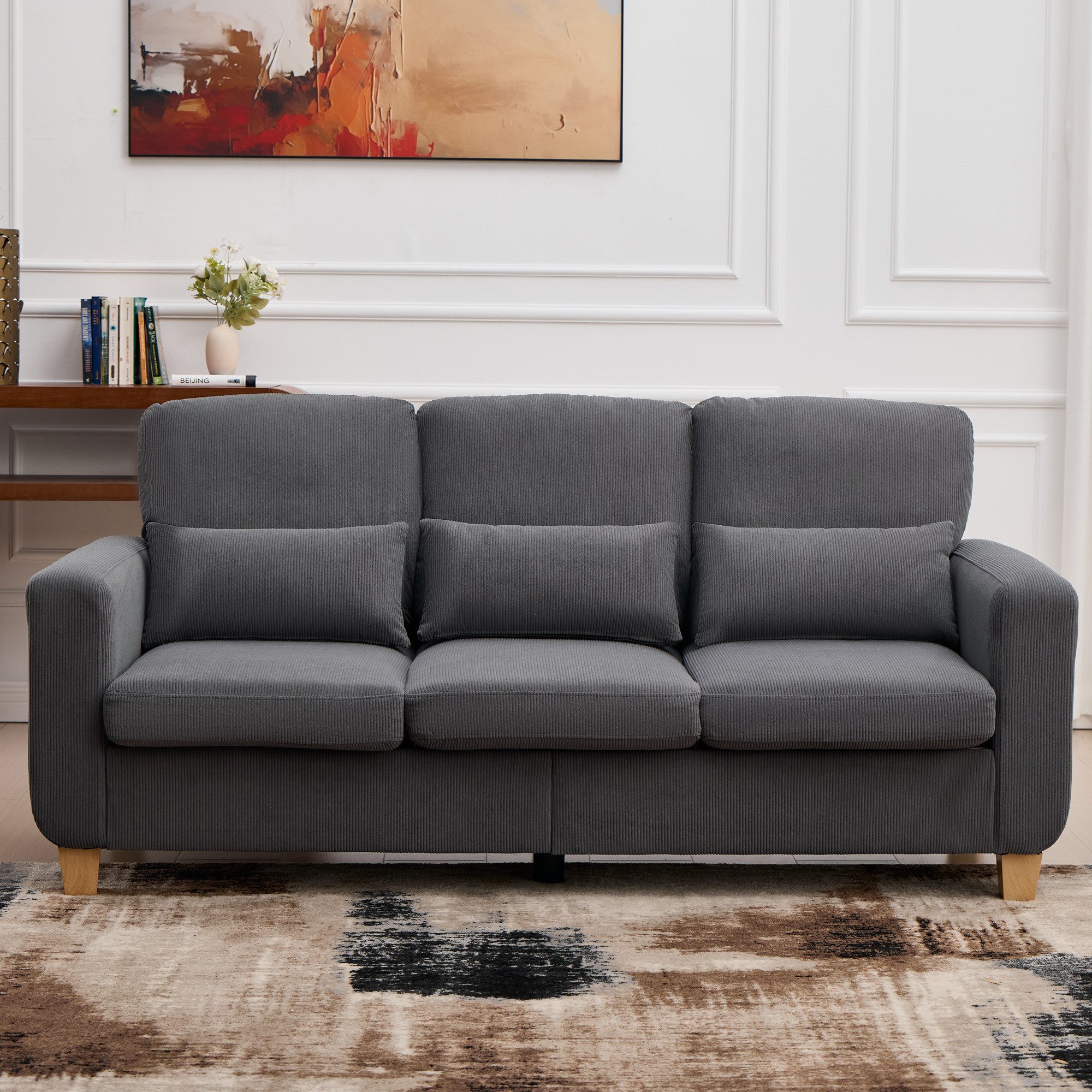 CANMOV 3-Sitzer Canmov 2&3 Sitzer Sofa, Couch mit Seitentasche & Kissen, Wohnzimmer, kleines sofa, schlafsofa dauerschläfer, 176cm Breite, couch