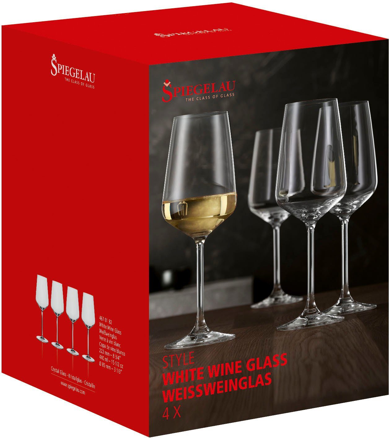 SPIEGELAU Weißweinglas Style, 4-tlg., Kristallglas, 440 ml, 4-teilig