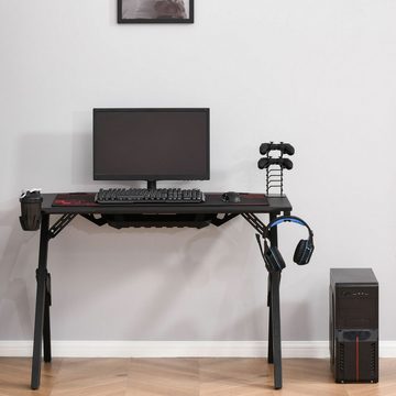 HOMCOM Schreibtisch Gamingtisch mit Headset-Haken und Getränkehalter