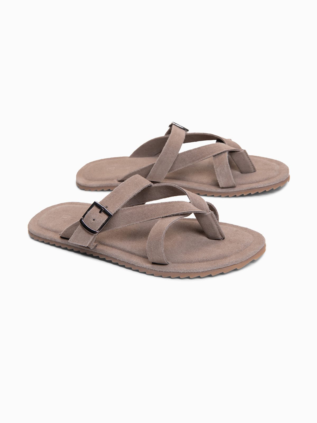 OMBRE Herren Pantolette aus 100% Wildleder mit verstellbarem Riemen Ash 41 Pantolette (kein Set, 1-tlg) verstellbarer Riemen, Schnalle