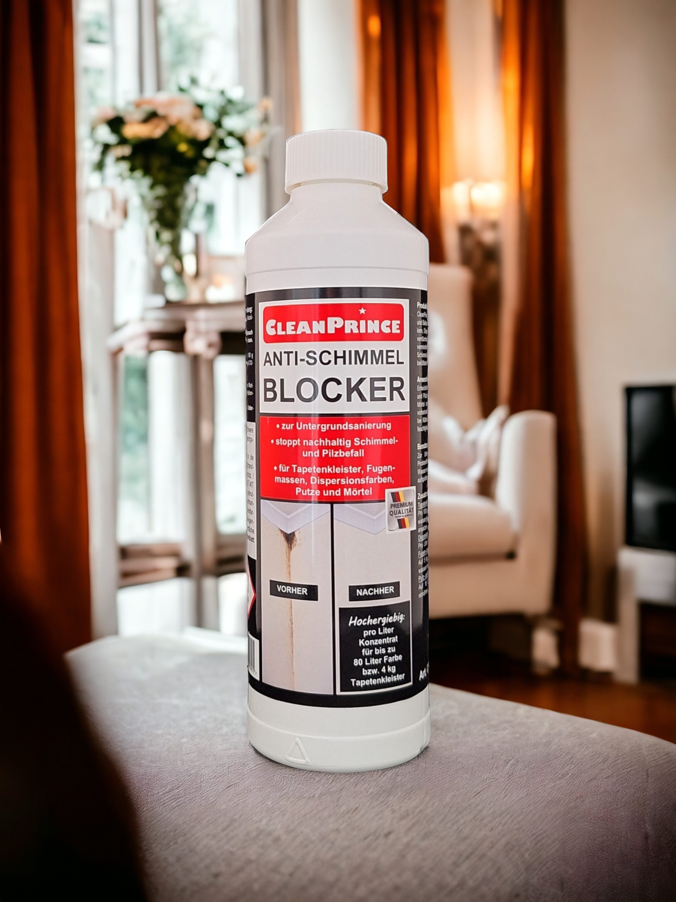 CleanPrince Anti-Schimmel-Blocker, Zusatz in Farbe oder Leim, Schimmelschutz Schimmelentferner (pilz- und bakterienhemmendes Flüssigadditiv)