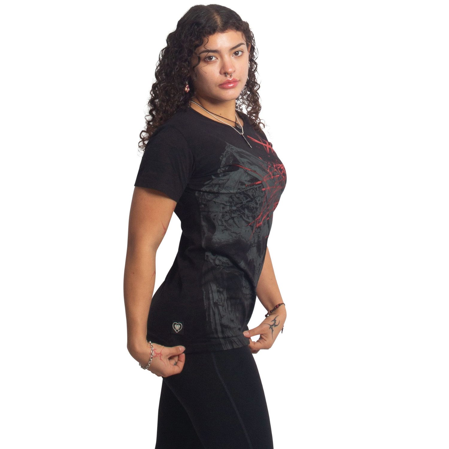 YAKUZA Rundhalsshirt Dark Angel mit Rippbündchen