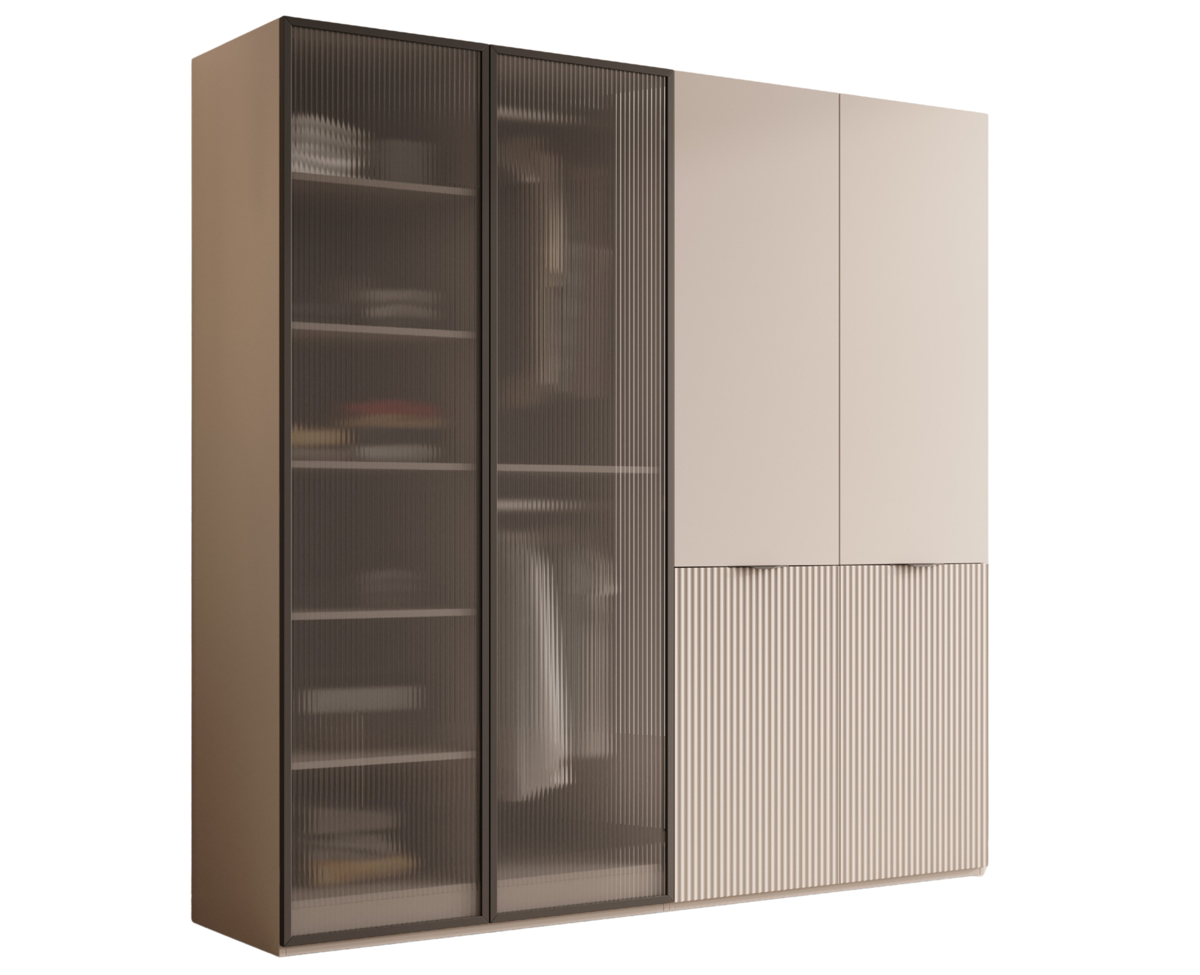 MOEBLO Drehtürenschrank MIINEWRA FLUTES 200 (Elegantes 2-tlg geriffeltem Gl günstig online kaufen