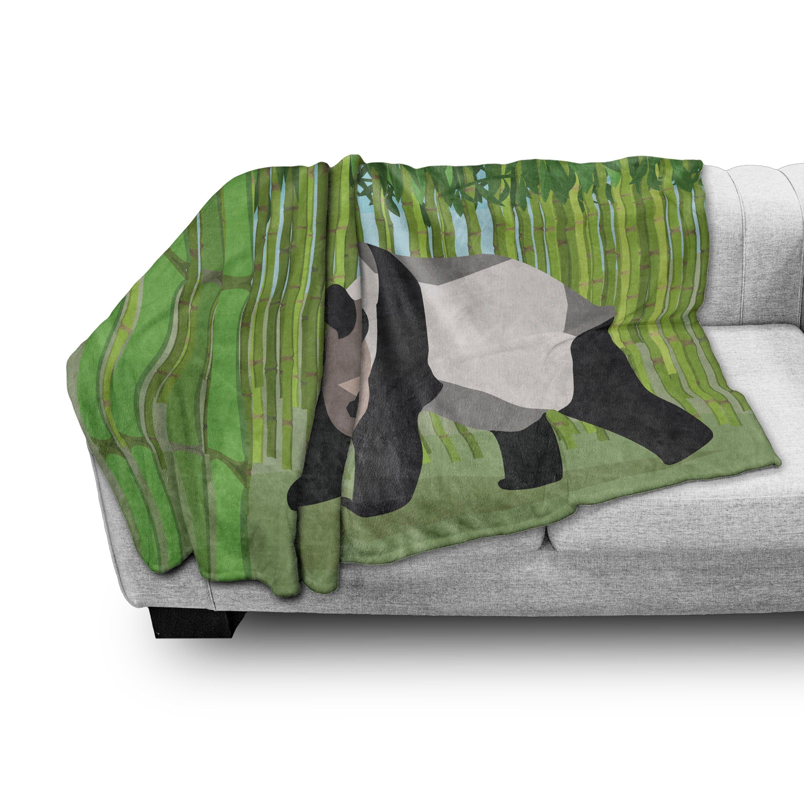 Wohndecke Bambus und Plüsch Panda den Gemütlicher Geometrischer für Wald Außenbereich, Abakuhaus, Innen-