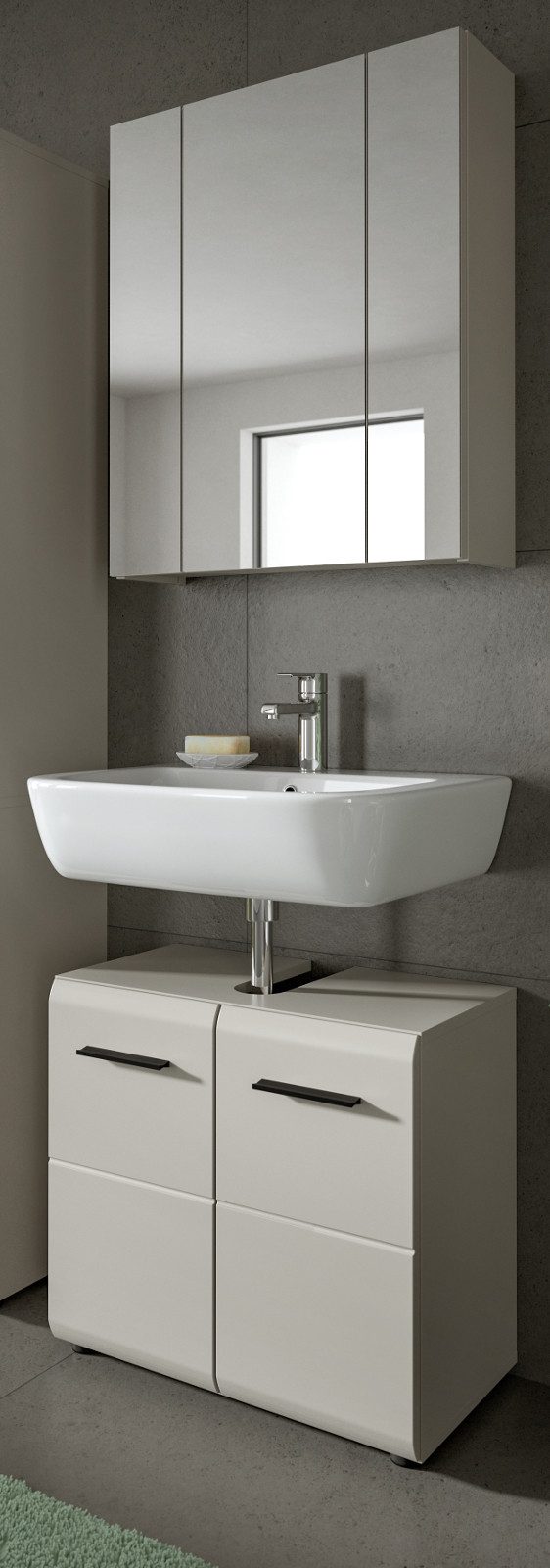 Inn.Furn Badmöbel-Set Cover, (Schrankset in Kaschmir / Sand, 2-teilig, 60 x 185 cm), mit 11 Fächern
