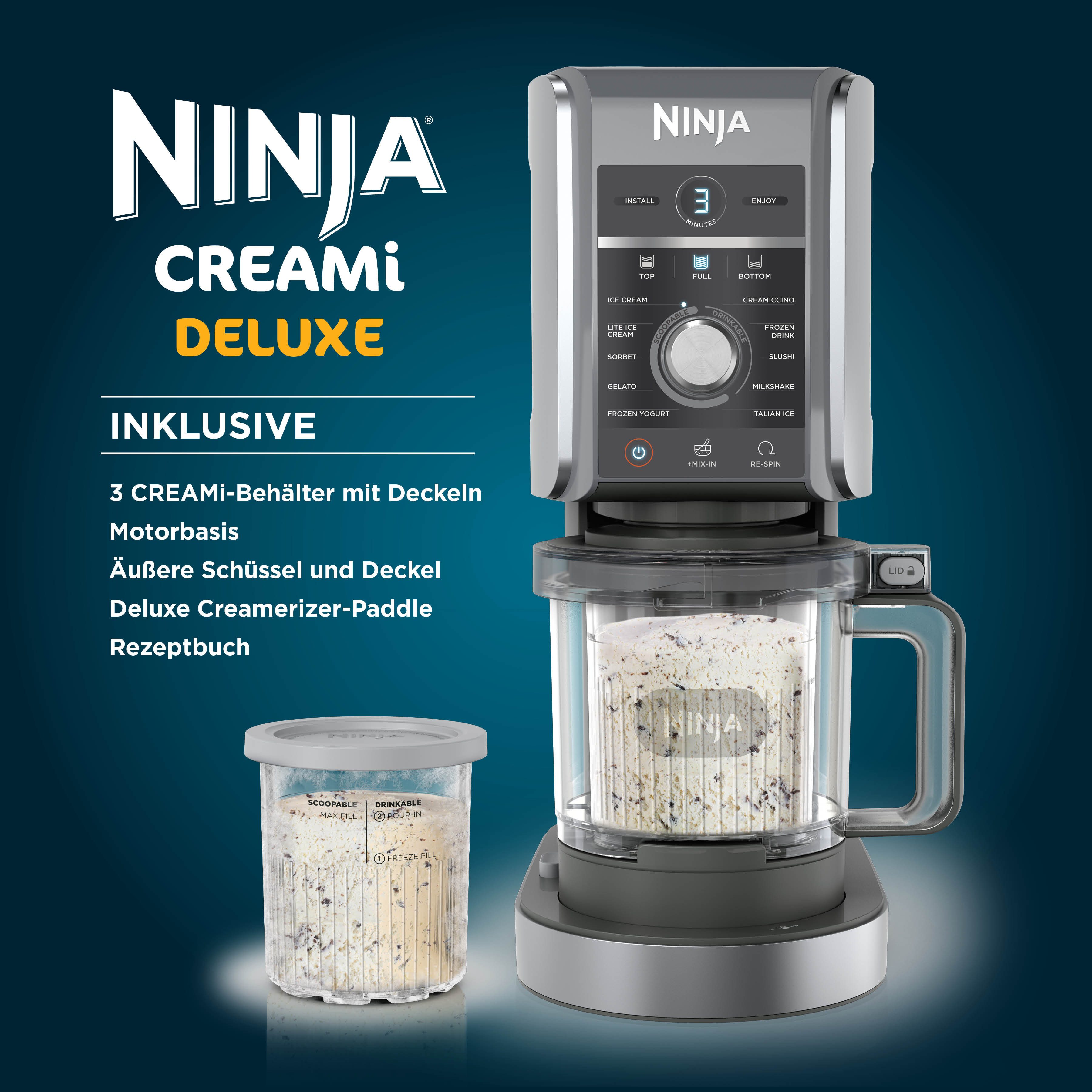 NINJA Eismaschine NC501EU Creami Deluxe, 10-in-1 Eis-und Eisgetränkmaschine, 800 W