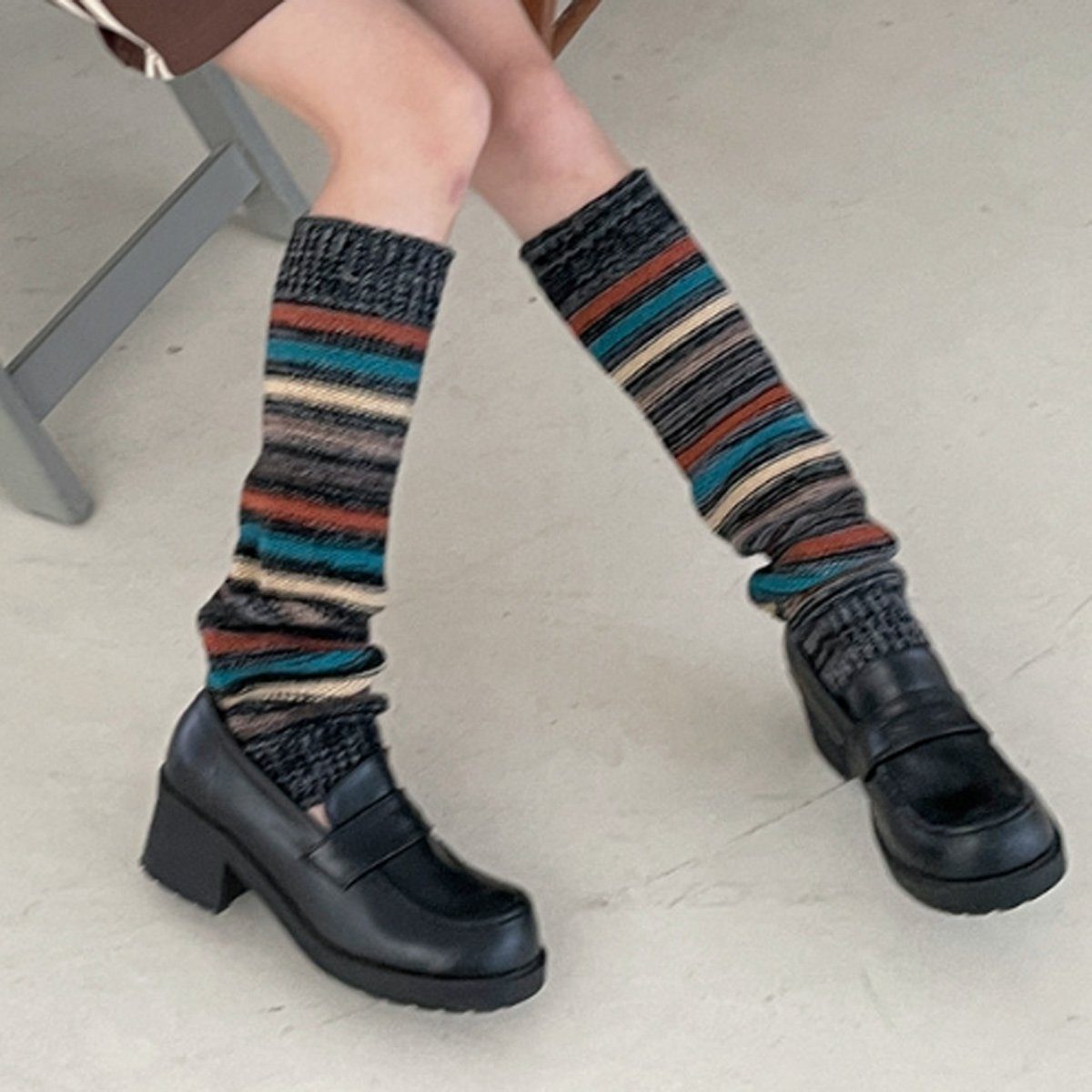 Jormftte Stil,Winter Warmers Beinstulpen Abdeckung Beinwärmer,Böhmischer Schwarz Damen Socken