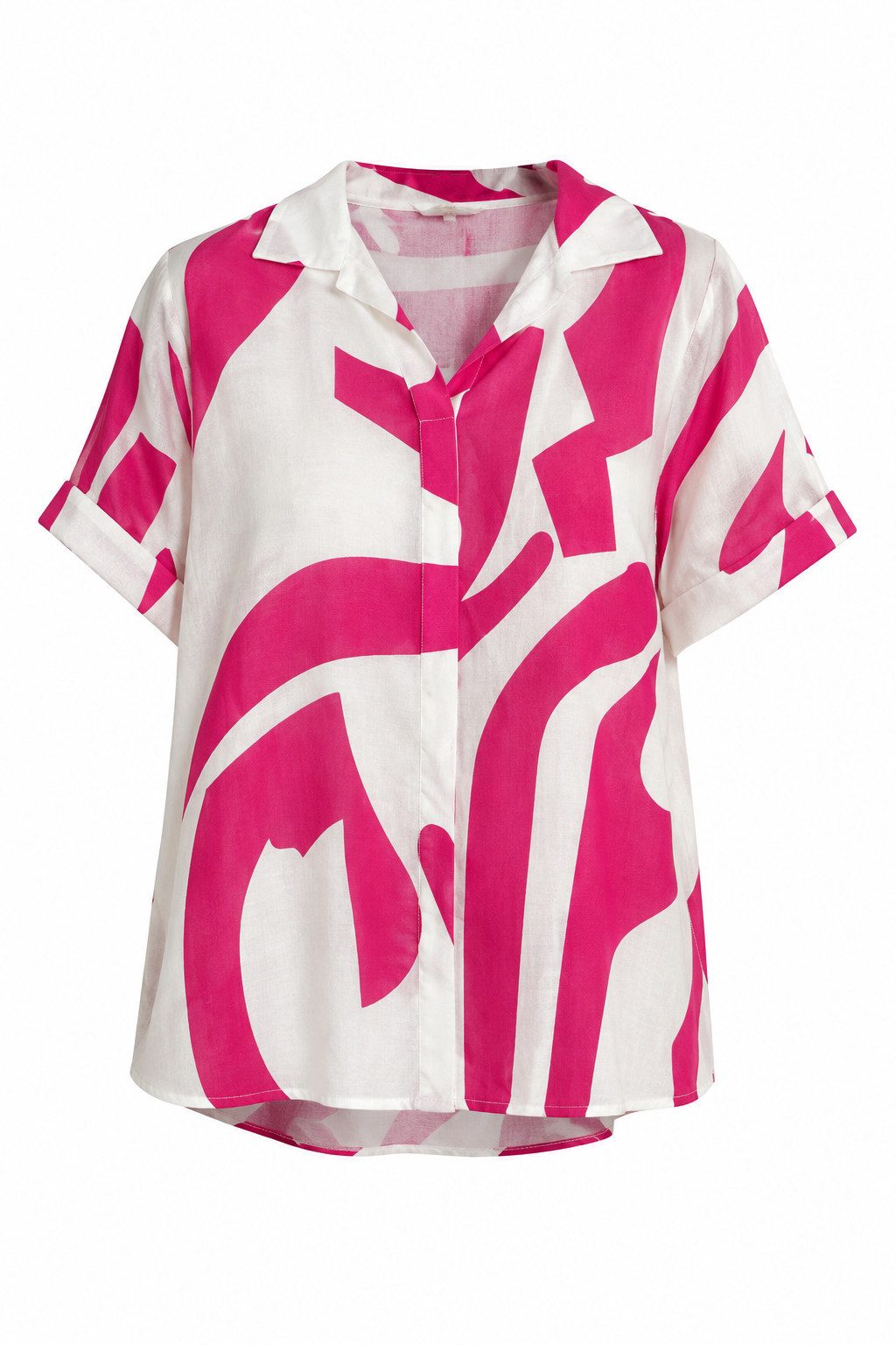 ITALY VIBES Kurzarmbluse - Blusenshirt Damen - Printbluse mit Reverskragen und V-Ausschnitt - ONE SIZE / passend für Größen S bis XL