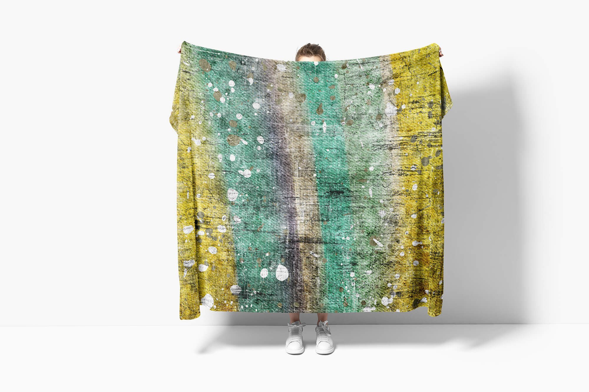 Sinus Art Handtücher Handtuch Fotomotiv Kuscheldecke Baumwolle-Polyester-Mix Handtuch Strandhandtuch Abstrakt mit Saunatuch Farbflecken Kunstvo, (1-St)