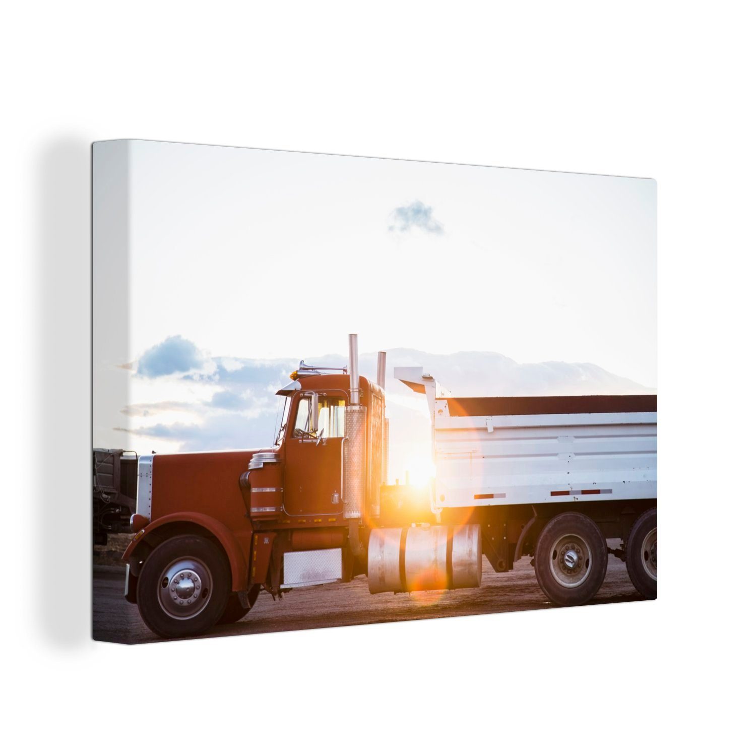 OneMillionCanvasses® Leinwandbild Sonnenstrahlen entlang des amerikanischen Trucks, (1 St), Wandbild Leinwandbilder, Aufhängefertig, Wanddeko, 30x20 cm