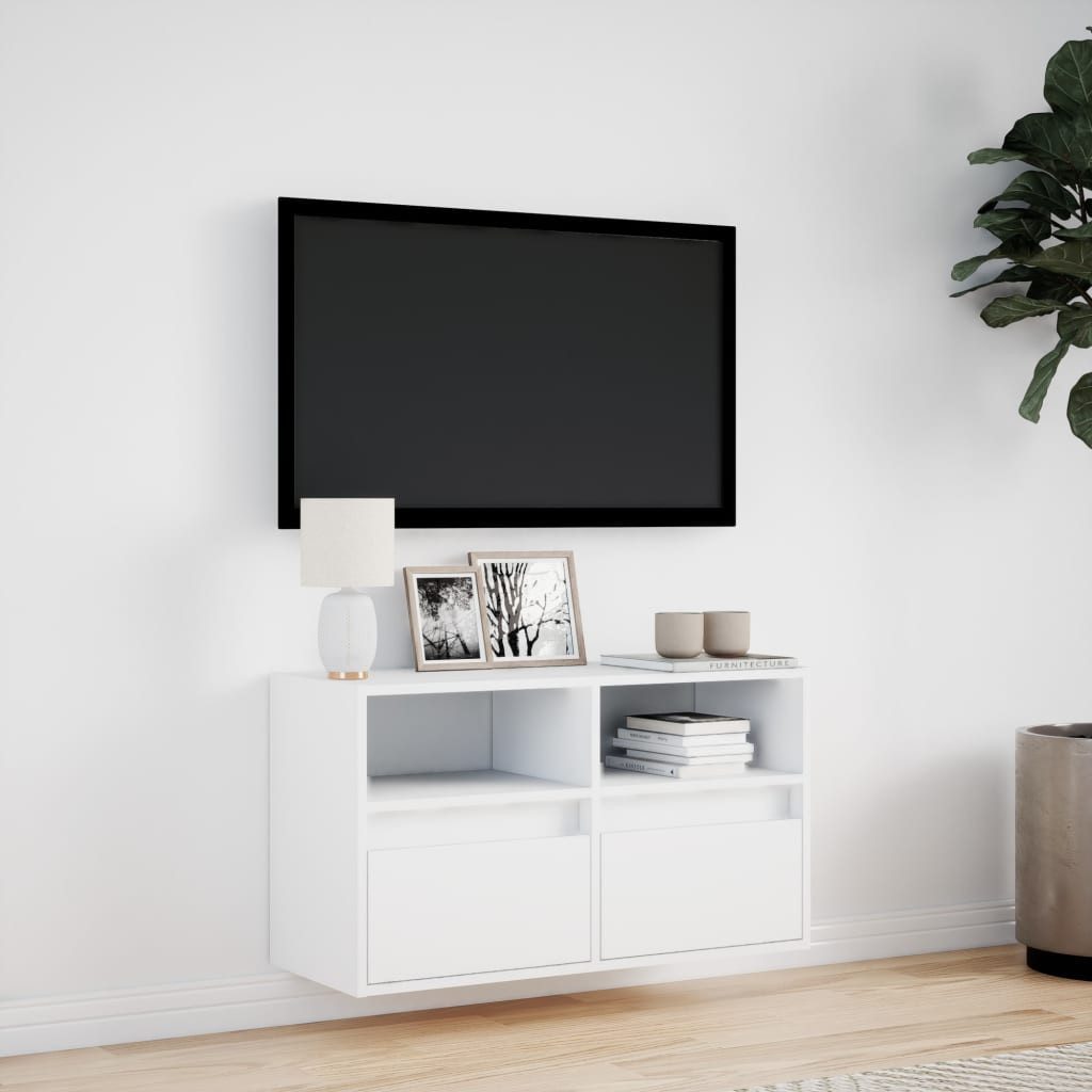 vidaXL TV-Wand TV-Wandschrank mit LED-Beleuchtung Weiß 80x31x45 cm, (1-St)