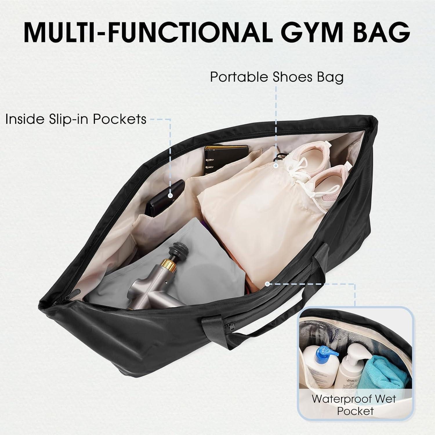 LuxusKollektion Yogatasche Yogatasche Damen Große Sporttasche mit Schuhfach & Nassfach Schwarz