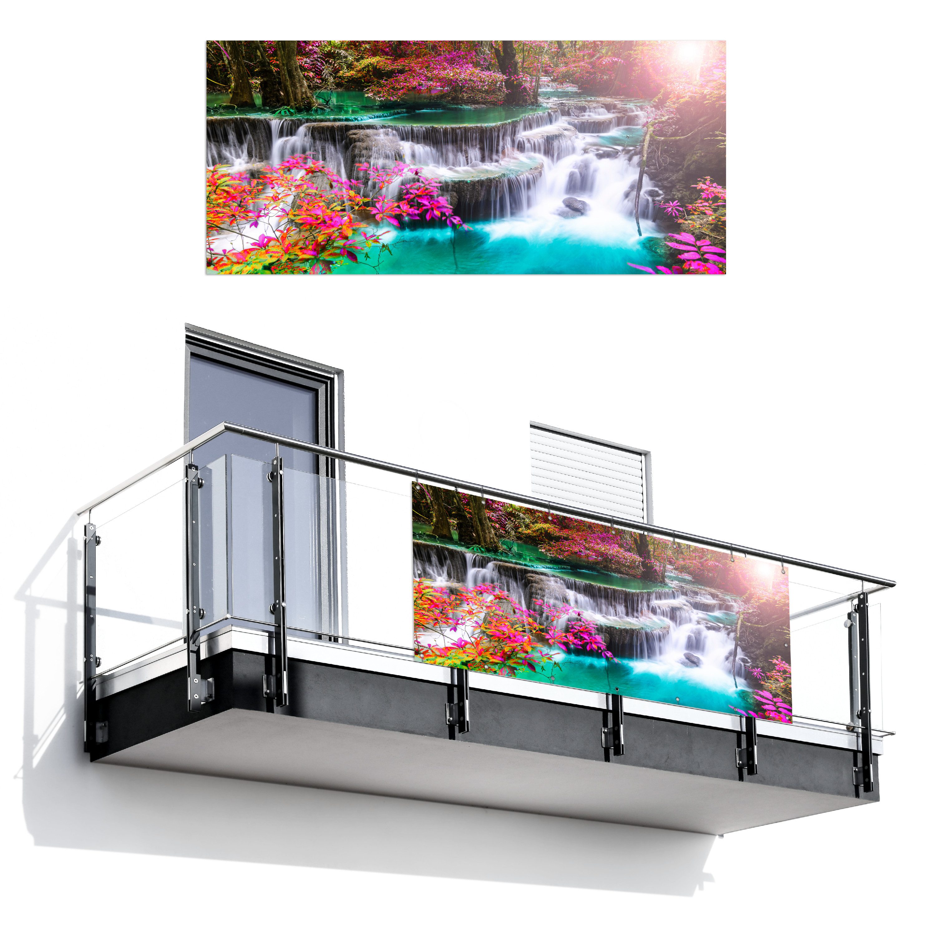 MuchoWow Balkonsichtschutz Wasserfall - Sonne - günstig online kaufen